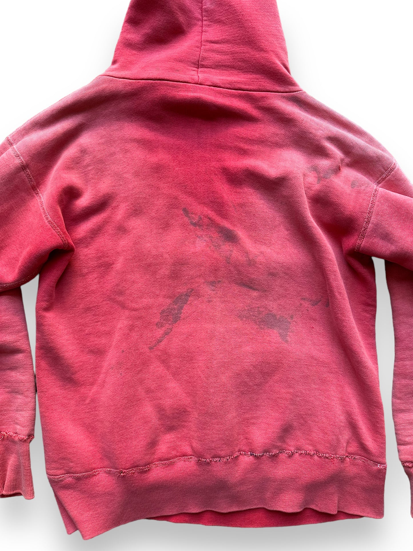 Rear Detail on Vintage Red De Jac Waffle Lined Hooded Sweatshirt SZ L | Vintage Waffle Sweatshirt Seattle | Barn Owl Vintage Clothing