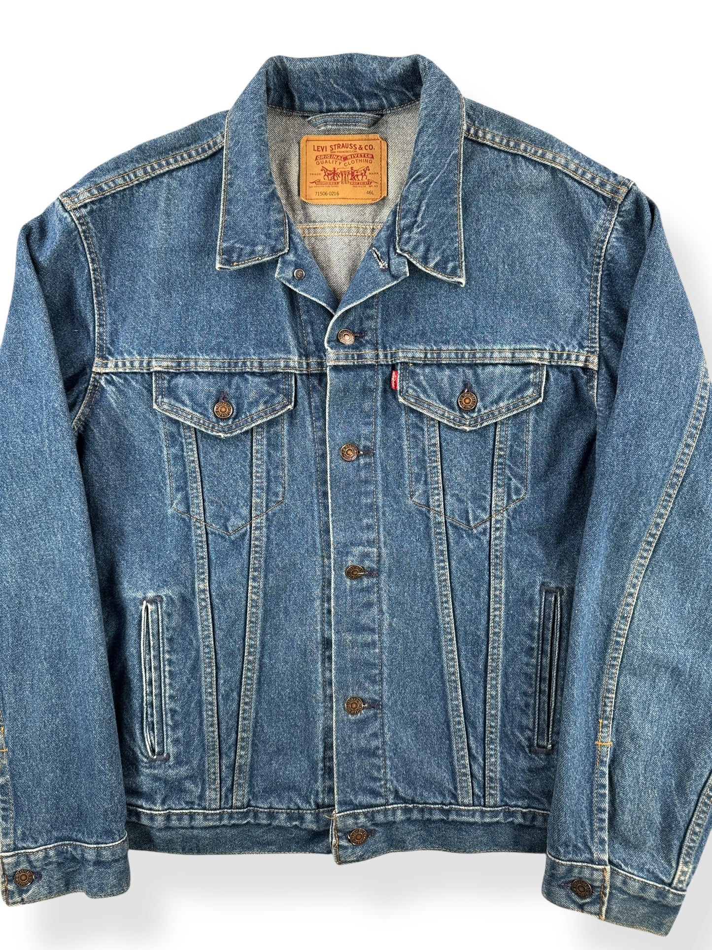 Front Close Up of Vintage Made in USA Levis Type 3 71506-0216 SZ 46L