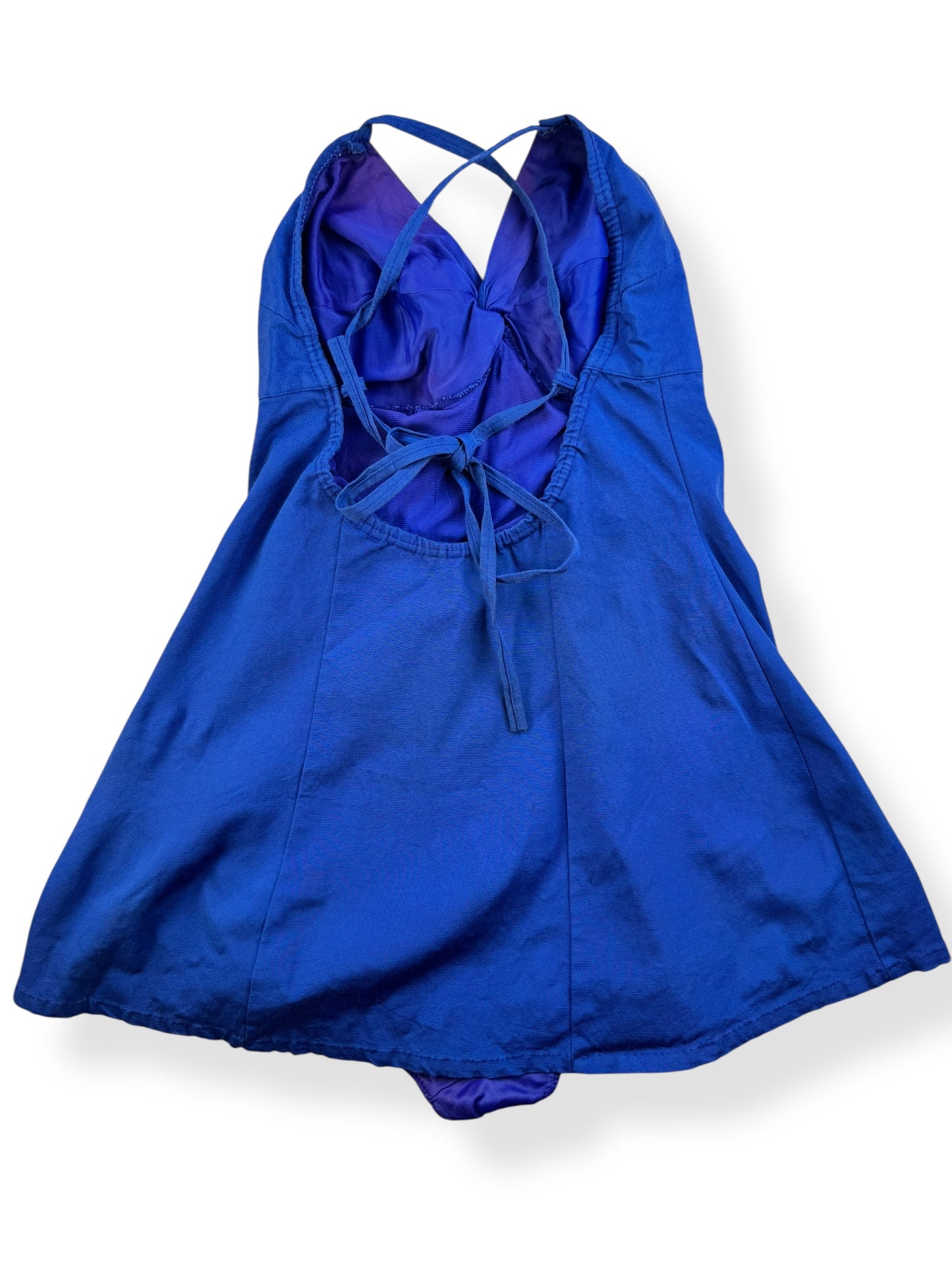 Back view of 1960s Navy Blue Kerrybrook Bathing Suit M-L