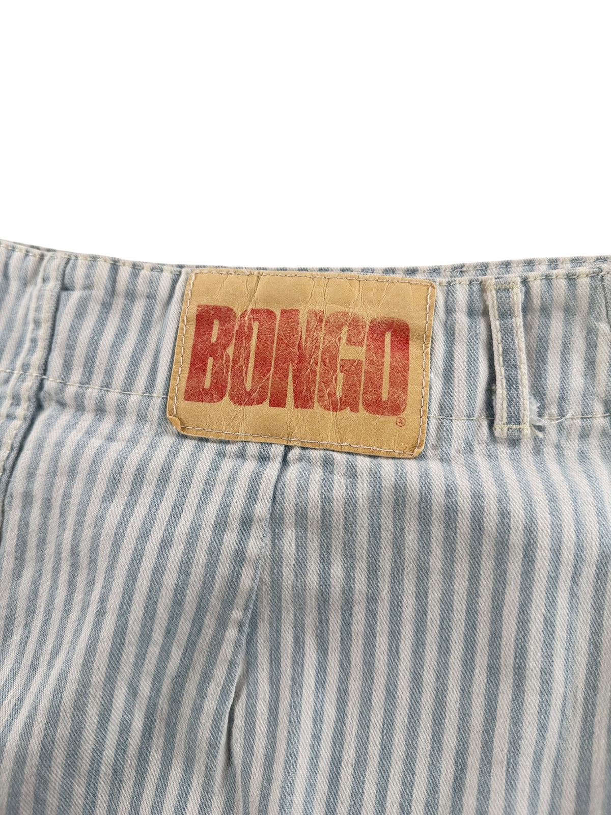 Back brand patch on Vintage 80s Bongo Striped Skirt W30