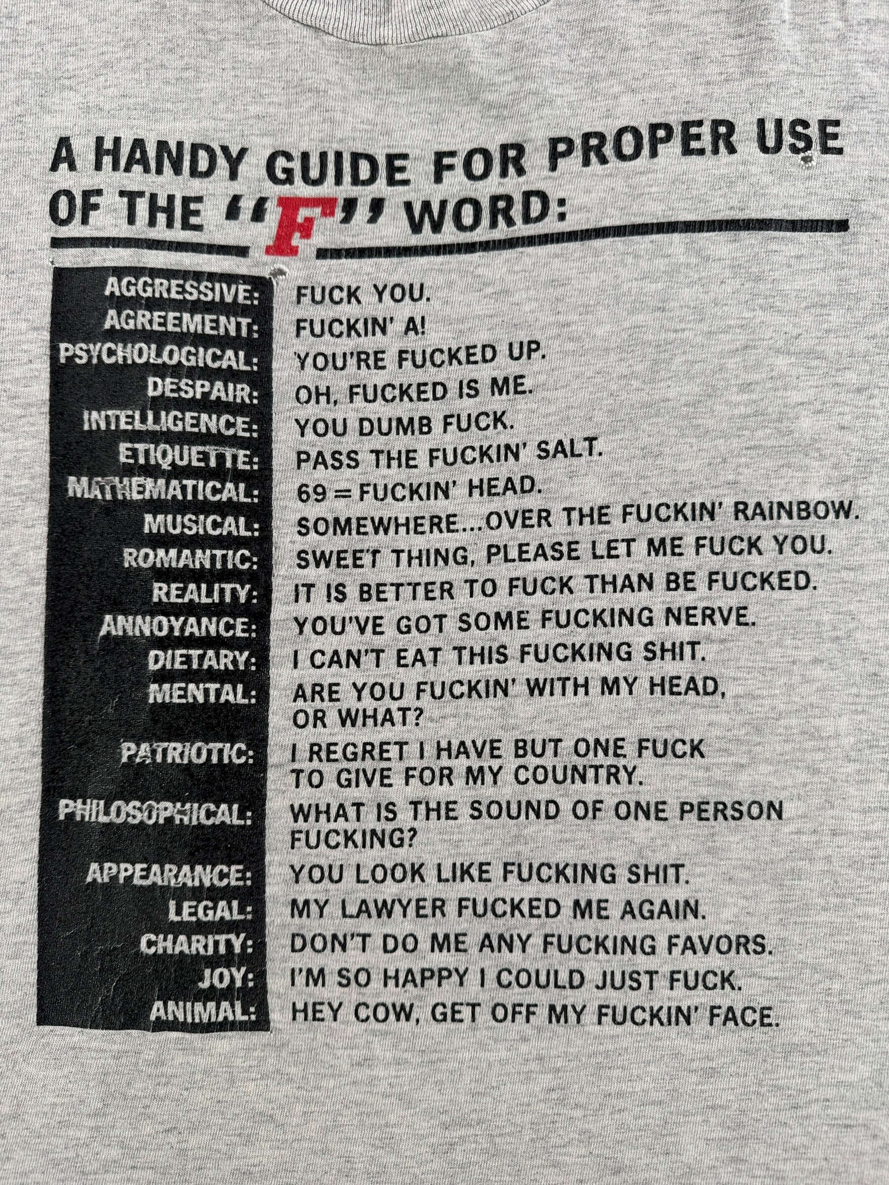 Graphic of Vintage "F" Word Tee SZ L