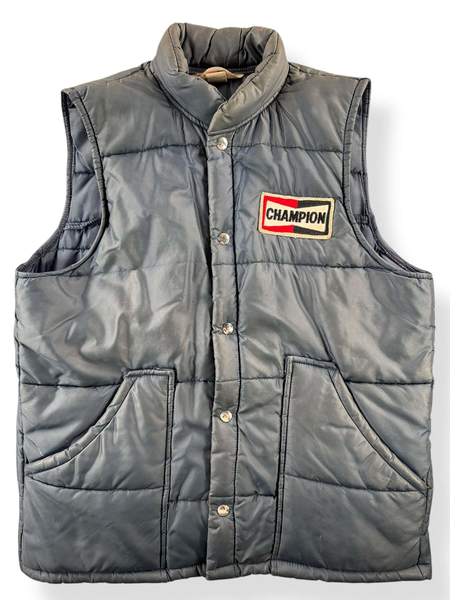 Front Close Up of Vintage Champion Puffer Vest SZ M