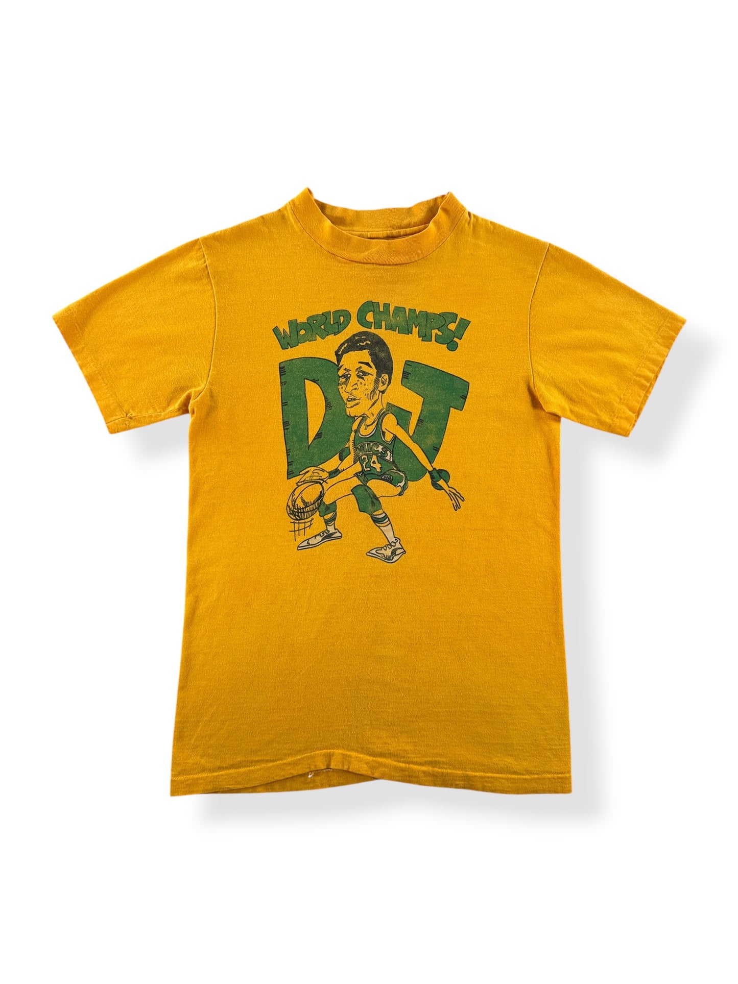Front of Vintage Super Sonics World Champs Dennis Johnson Tee SZ S (Fits XS)