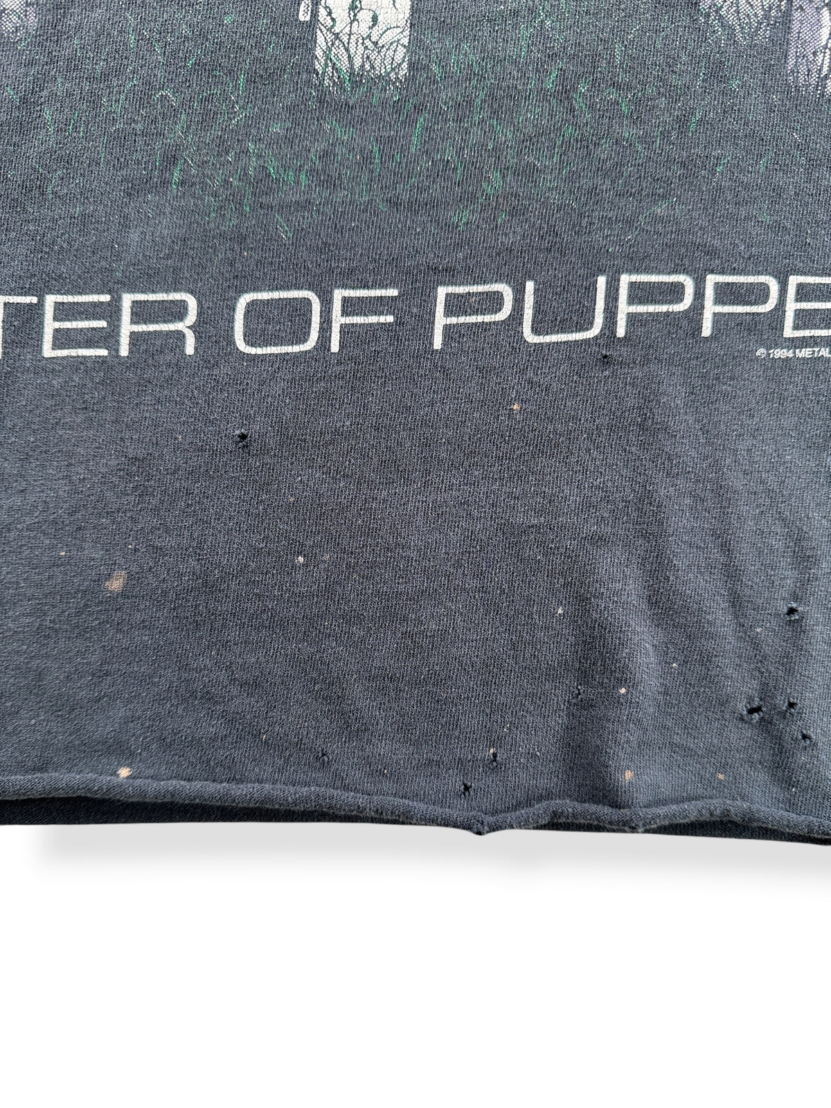 Holes on Vintage Metallica Master of Puppets Shirt SZ L