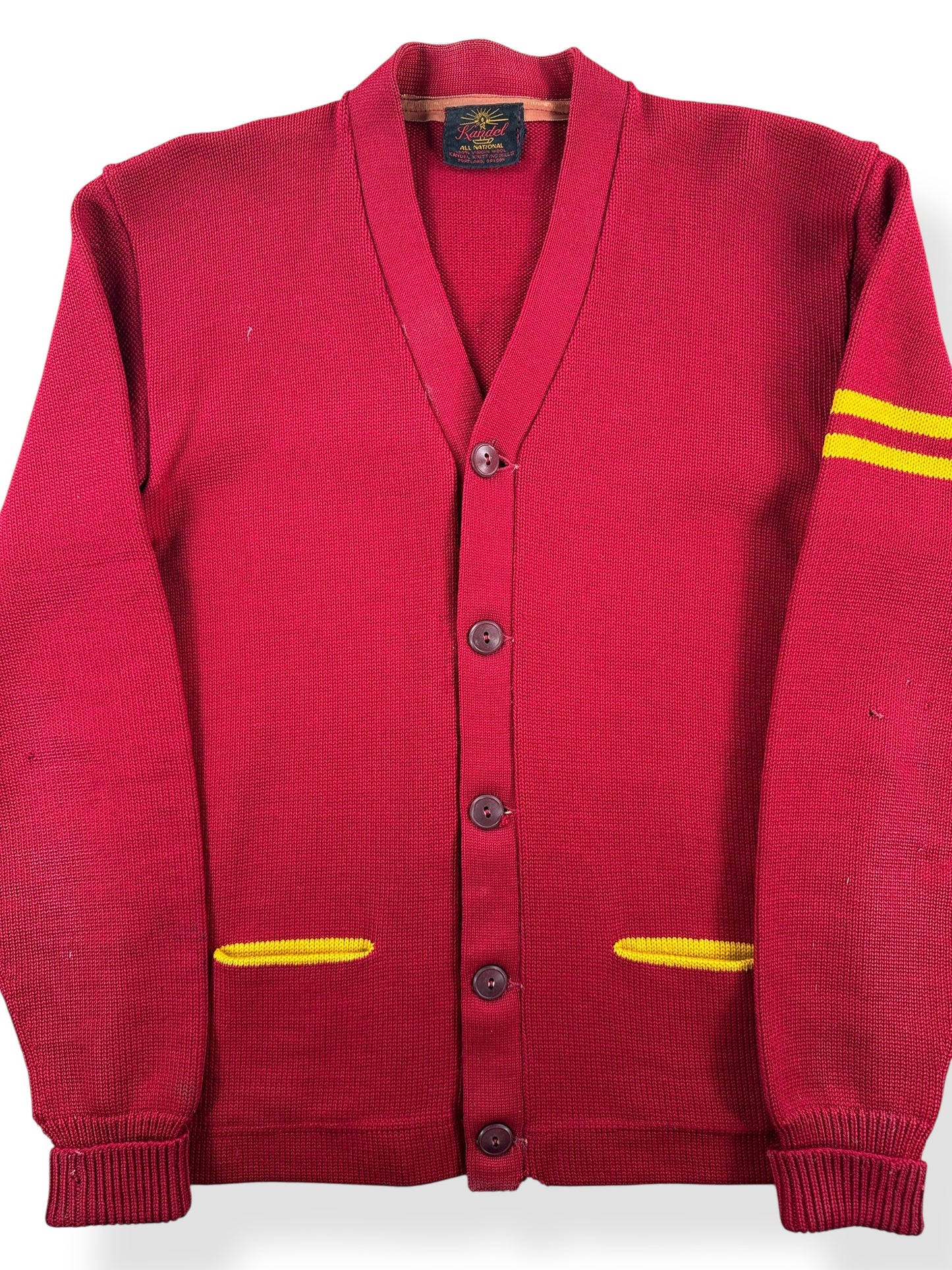 Front Close Up of Vintage Kandel Varsity Sweater SZ M