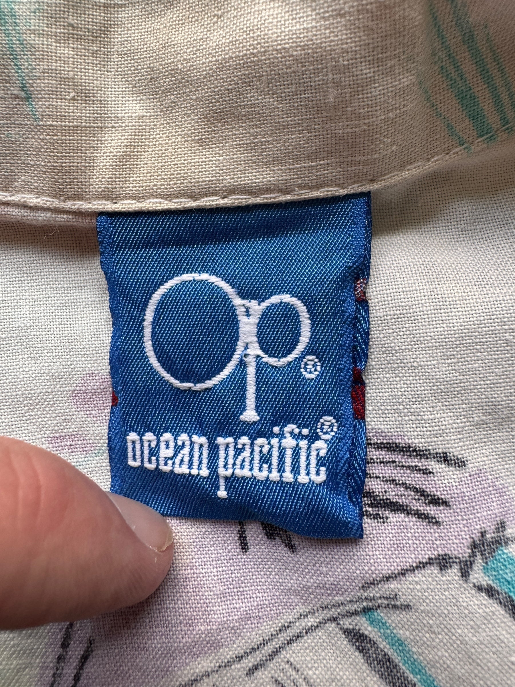 tag on Vintage Ocean Pacific Aloha Shirt SZ S