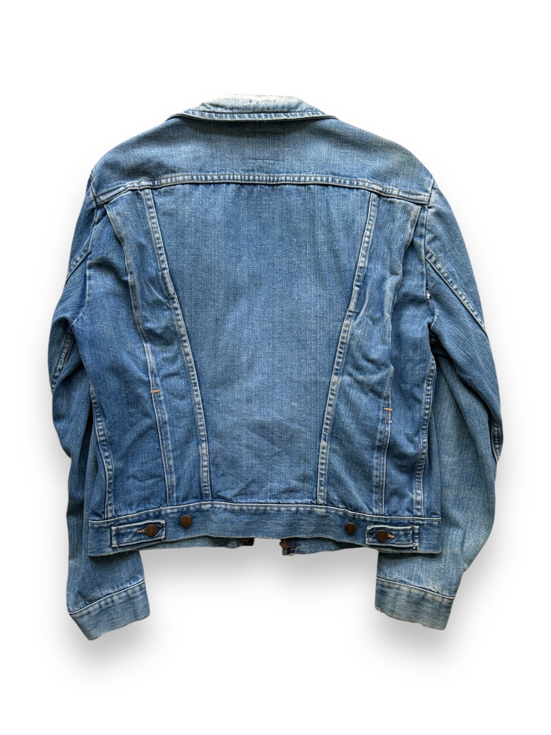 back of Vintage Maverick MJZ Denim Jacket w/ Busted Zipper SZ 44 