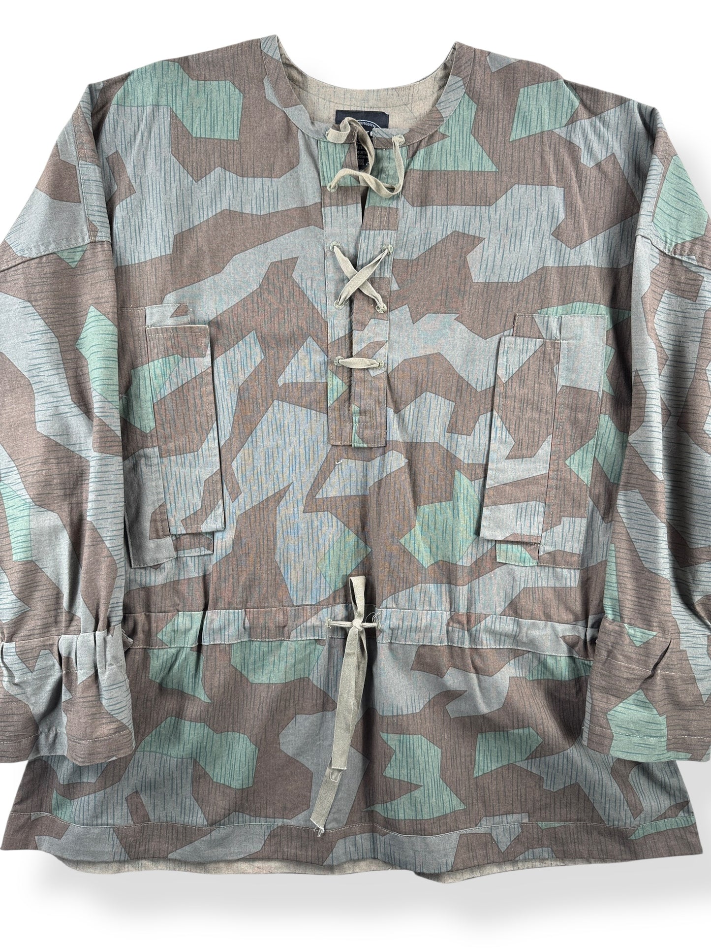 Front Close Up of Vintage German Rain Camo Smock SZ XL