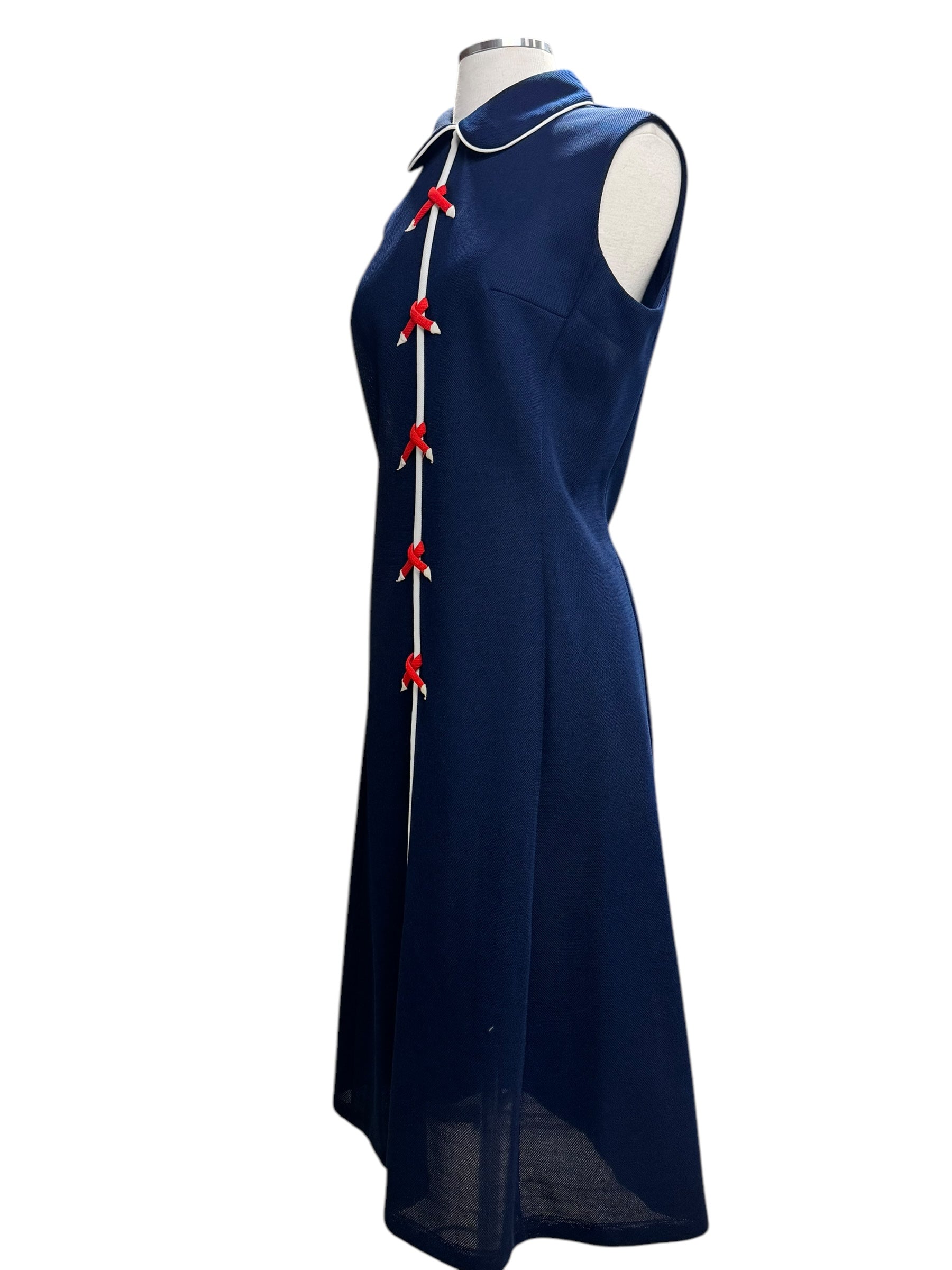 Side view of 1960s David Crystal Nautical Dress L