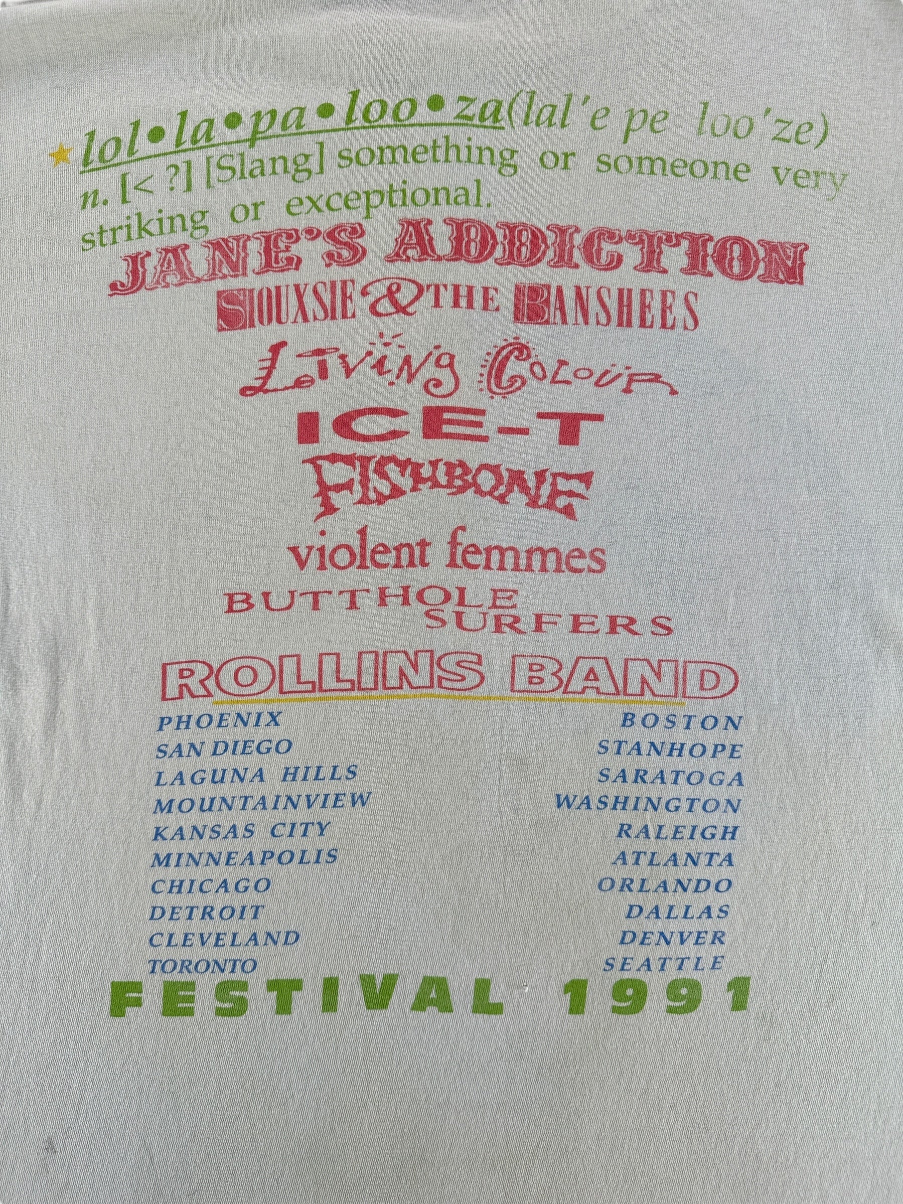 Back Graphic of Vintage 1991 Lollapalooza Tee SZ XL AS IS