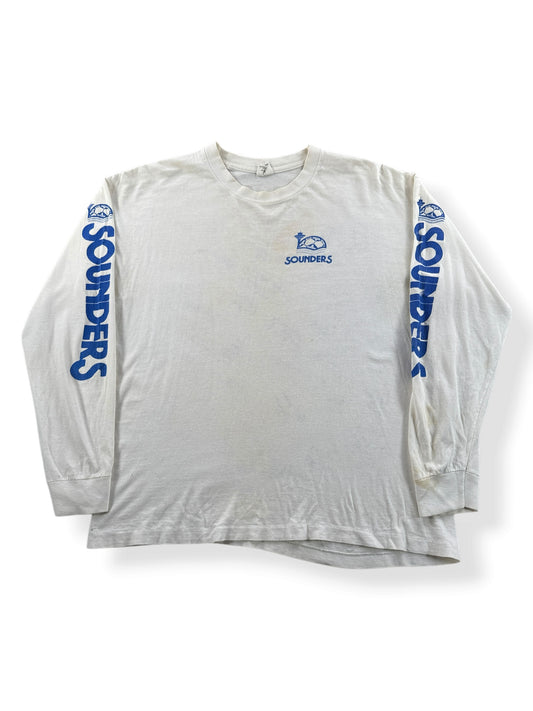 Front of Vintage 80s Sounders Signed LS Tee SZ L