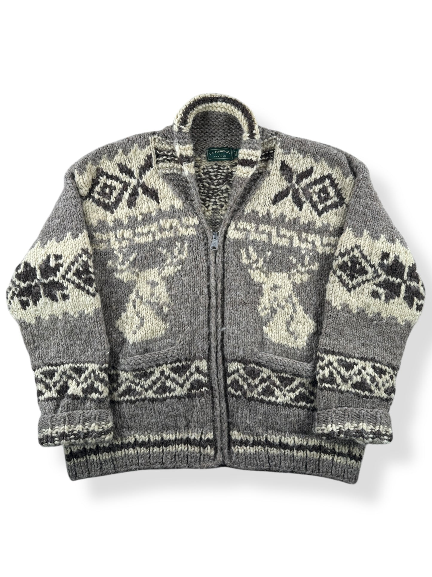 Front of Filson Green Label Cowichan Style Sweater SZ L