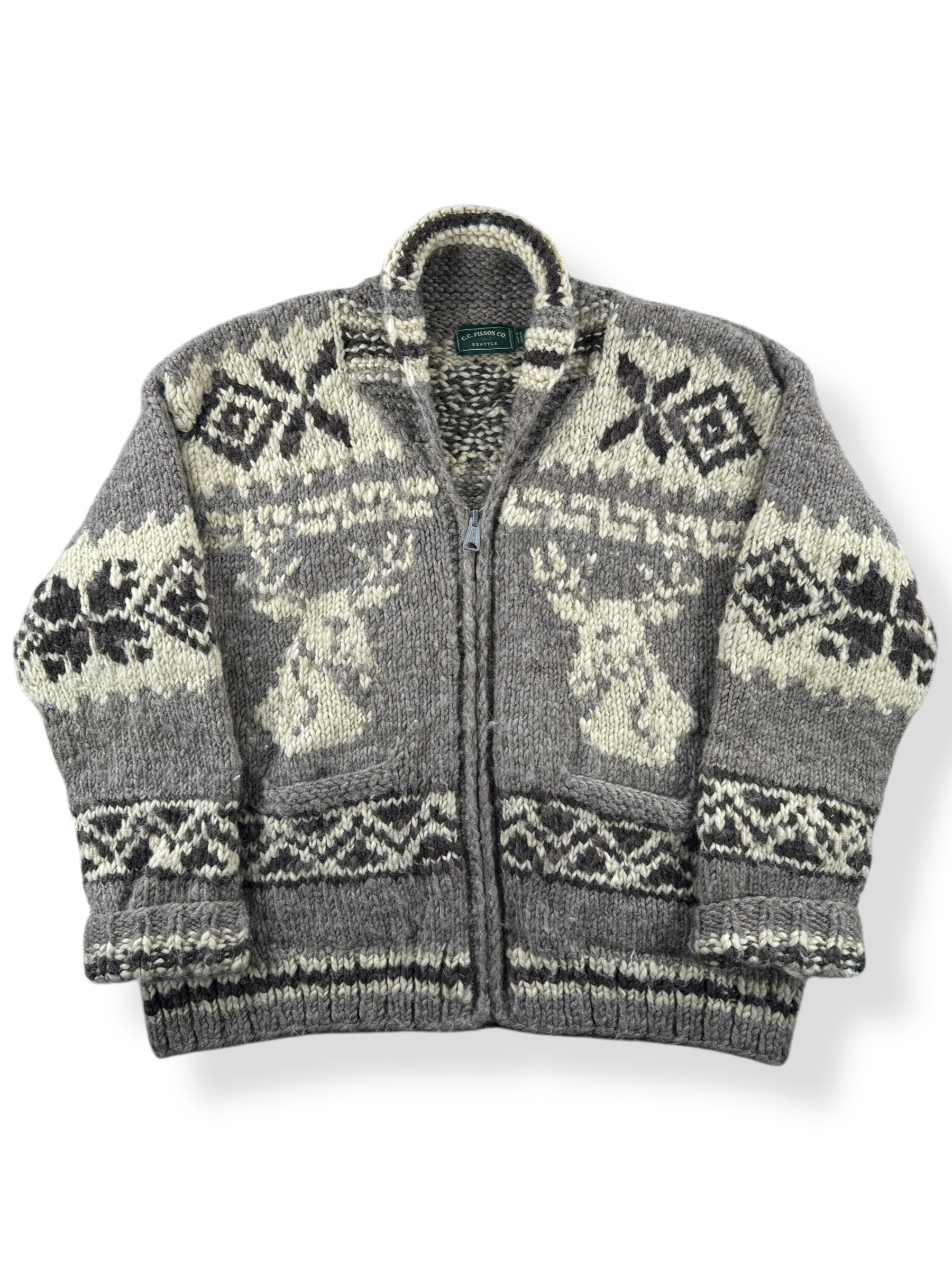 Front of Filson Green Label Cowichan Style Sweater SZ L