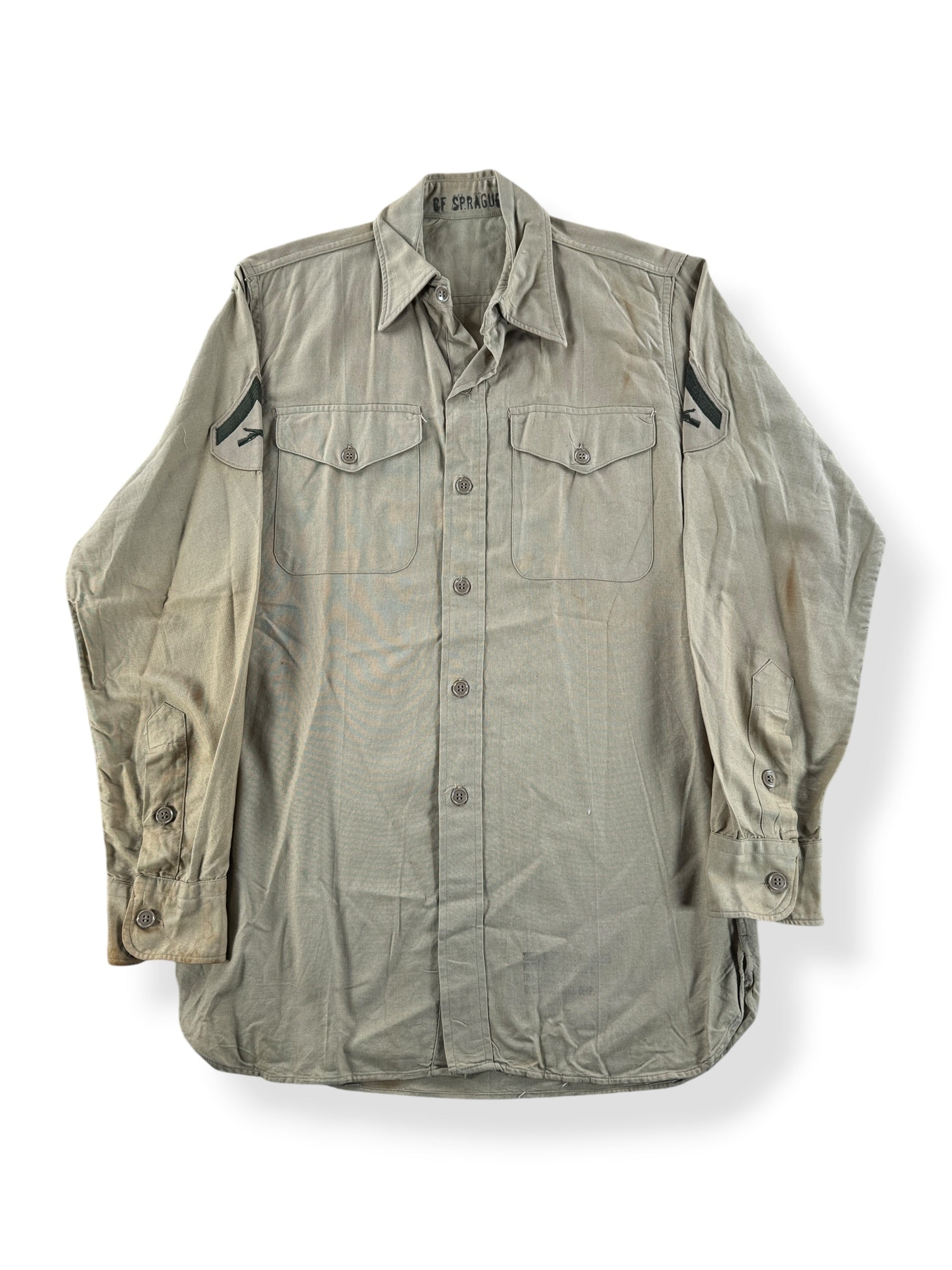 Front of Vintage Vietnam Era US Army Button Up Shirt SZ S