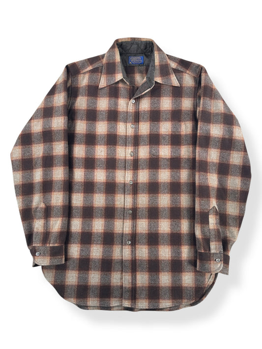 Front of Vintage Brown And Orange Pendleton Flannel SZ L