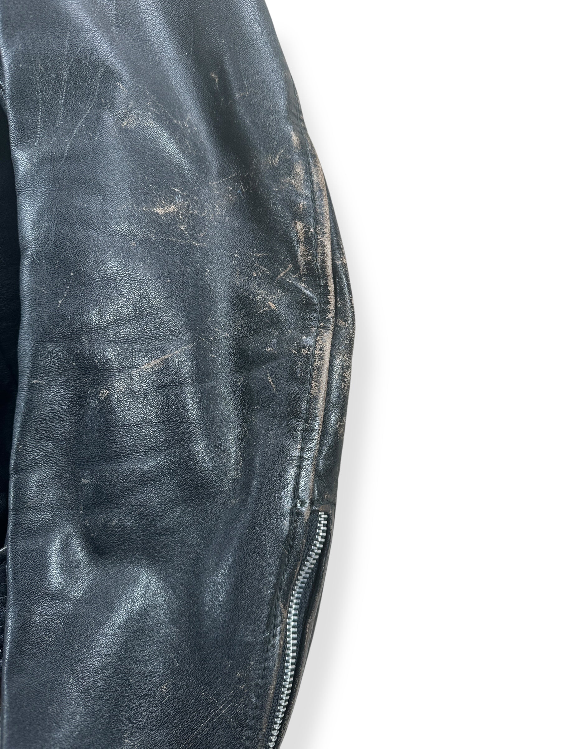 Wear on Vintage Bermans Leather Jacket SZ M