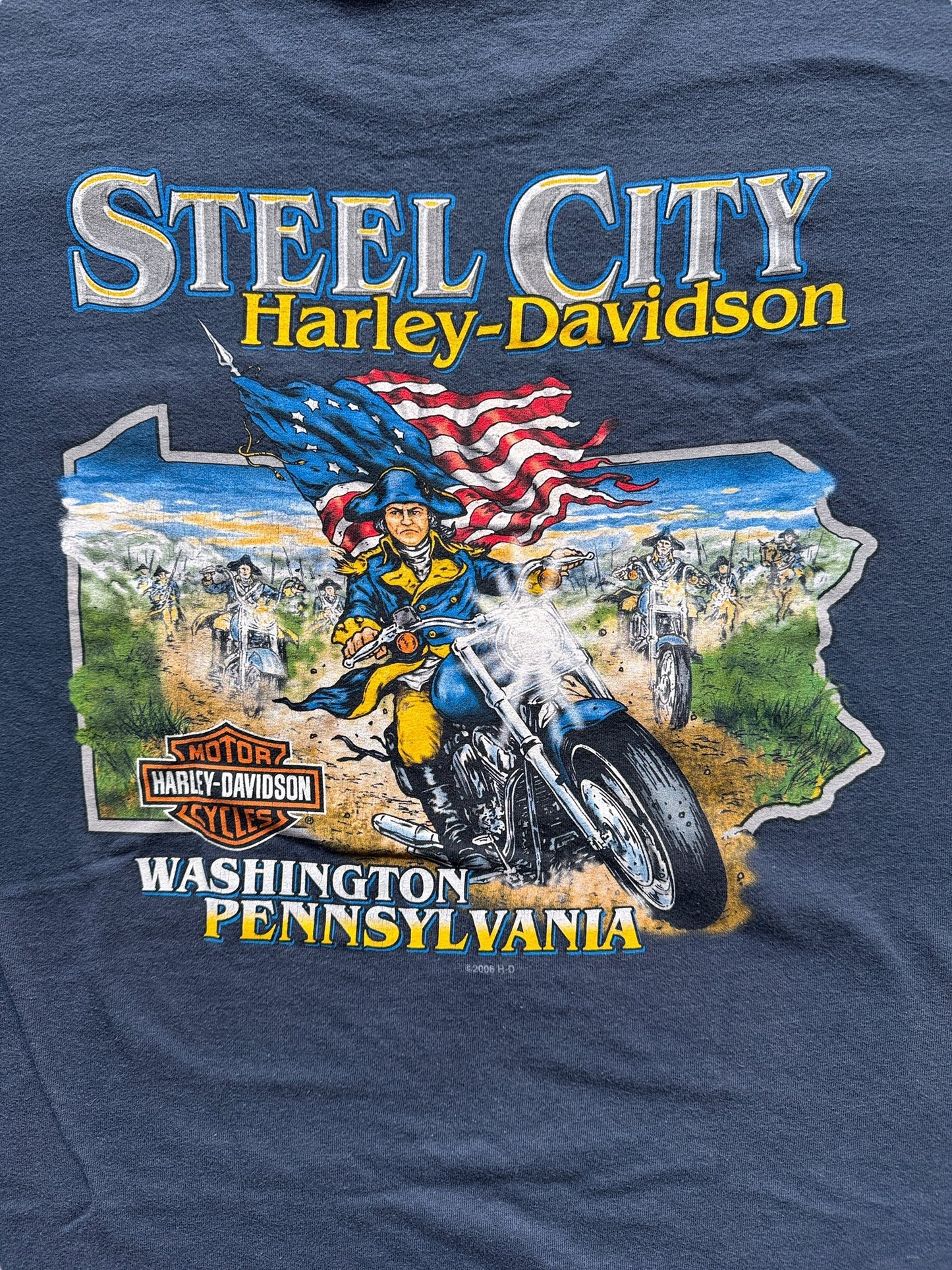 Back Graphic of Steel City Harley Davidson Pocket Tee SZ L