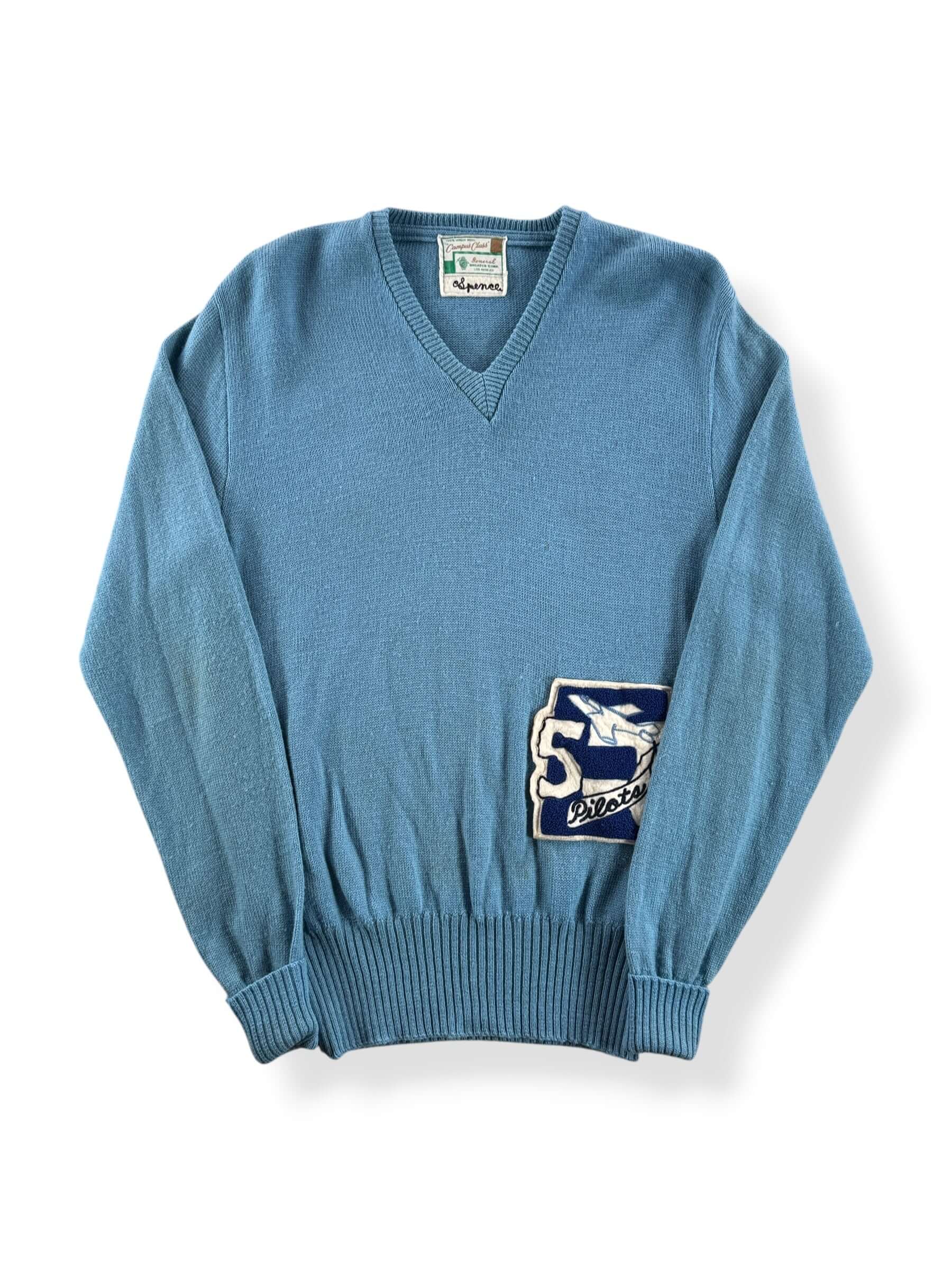 Front of Vintage Campus Class Pilots Letterman Pullover Sweater SZ S