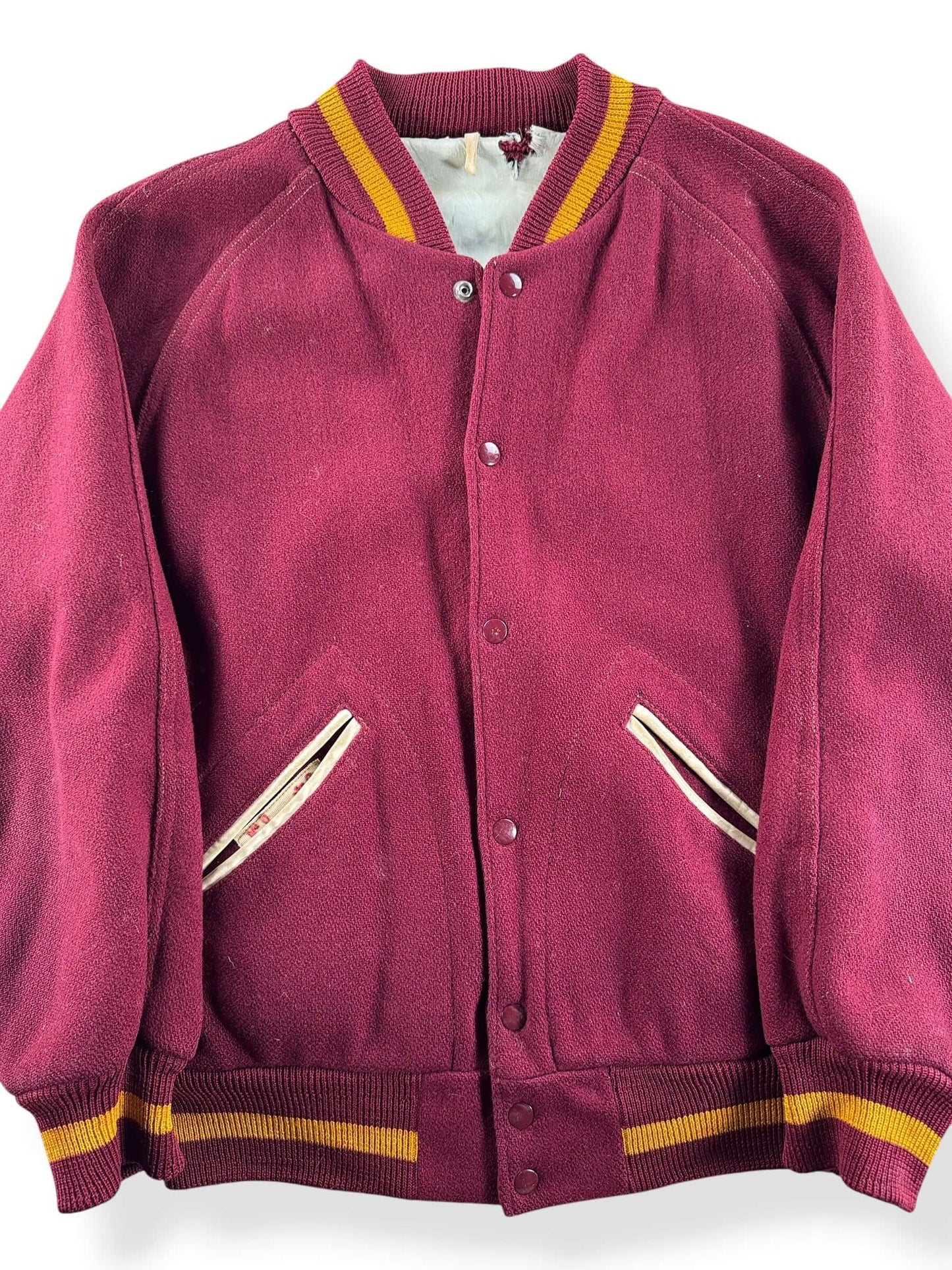 Front Close Up of Vintage Plain Jane Varsity Jacket SZ L