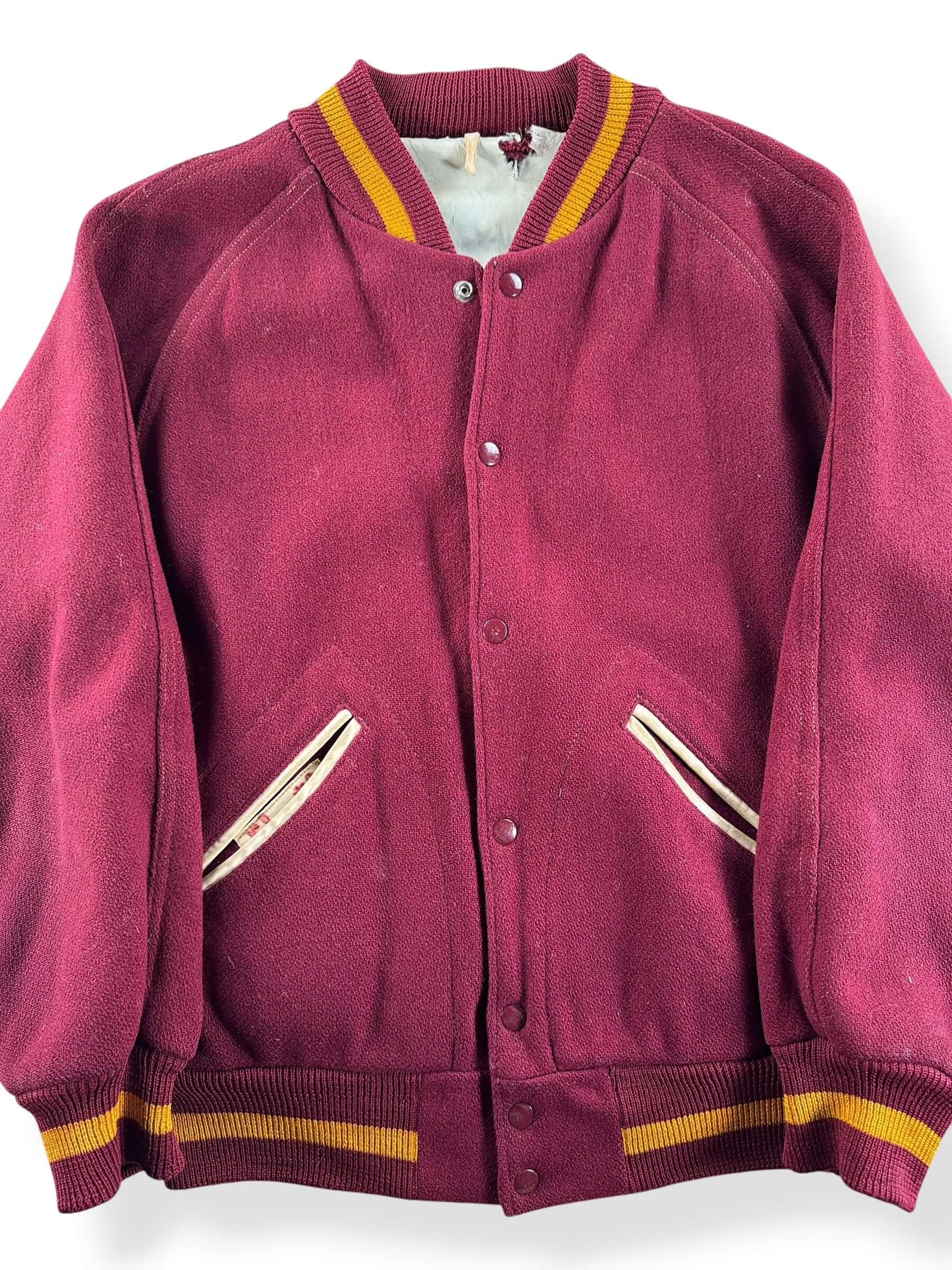 Front Close Up of Vintage Plain Jane Varsity Jacket SZ L