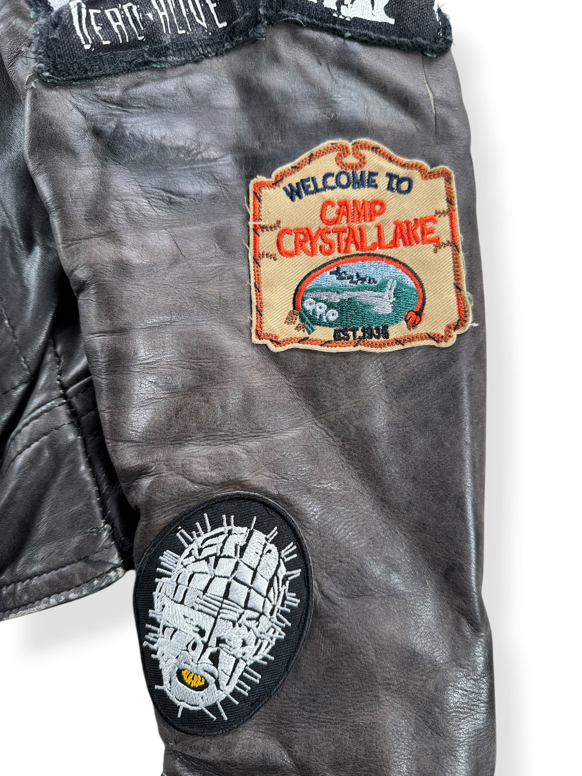 Patches on Vintage 90s Leather Battle Jacket SZ M