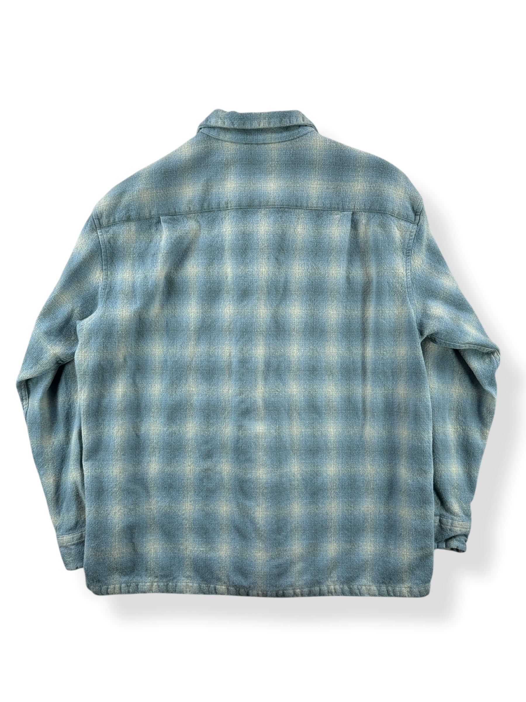 Back of Vintage Made In Mexico Pendleton Blue Plaid Board Shirt SZ L