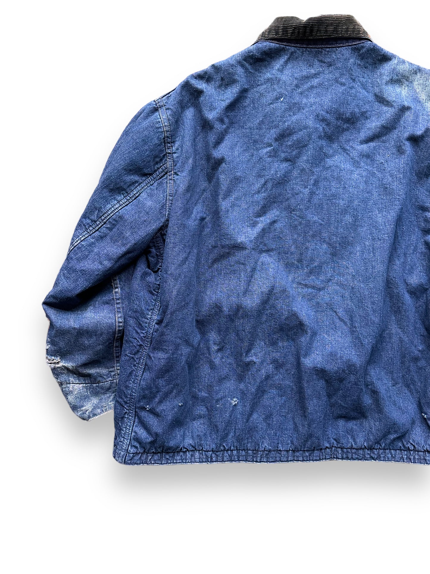 Rear Left View of Vintage Blue Bell Blanket Lined Denim Chore Coat SZ 46 | Seattle Vintage Workwear | Barn Owl Vintage Seattle