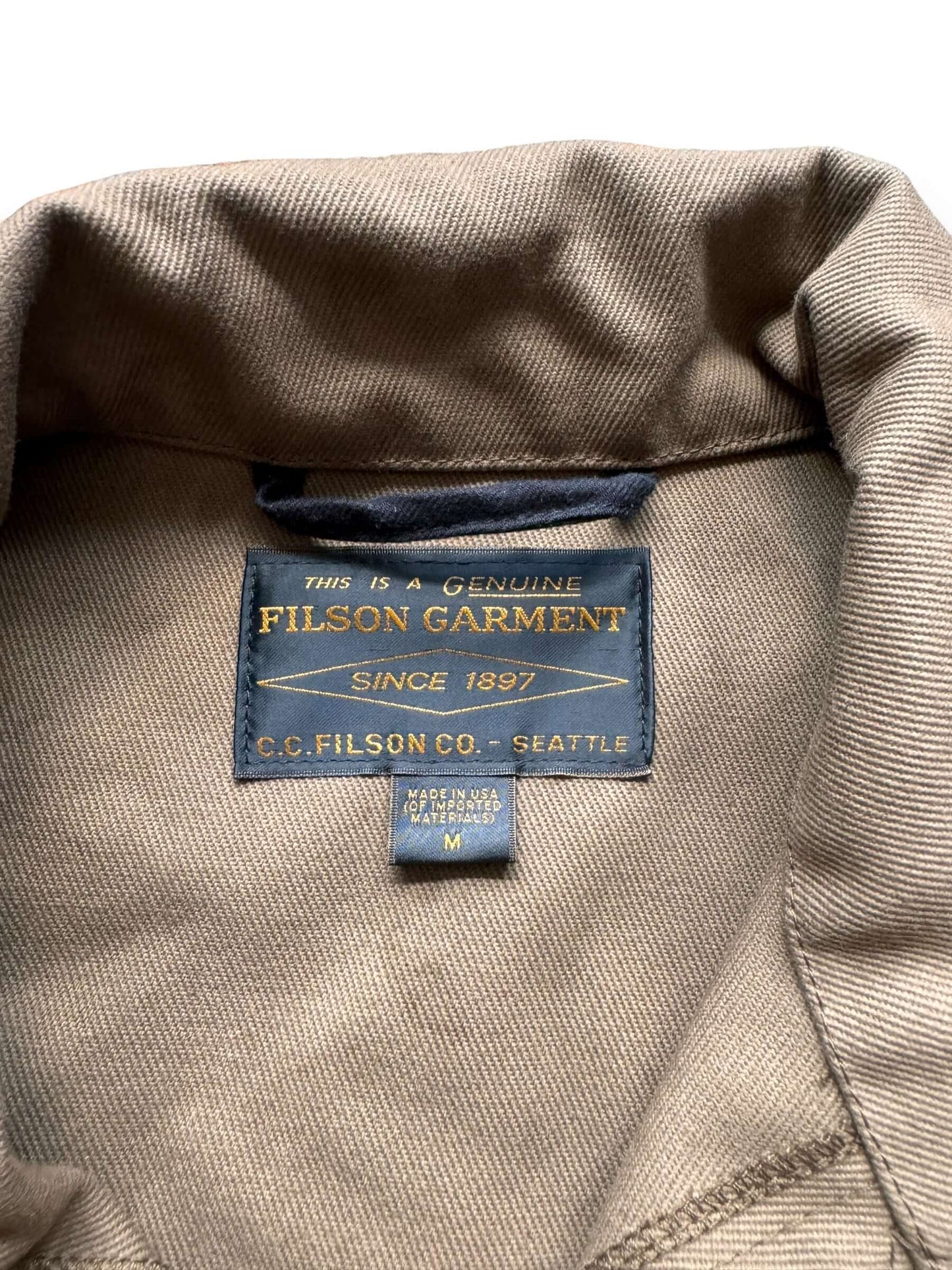 tag on Filson Rugged Twill Cruiser Jacket SZ M