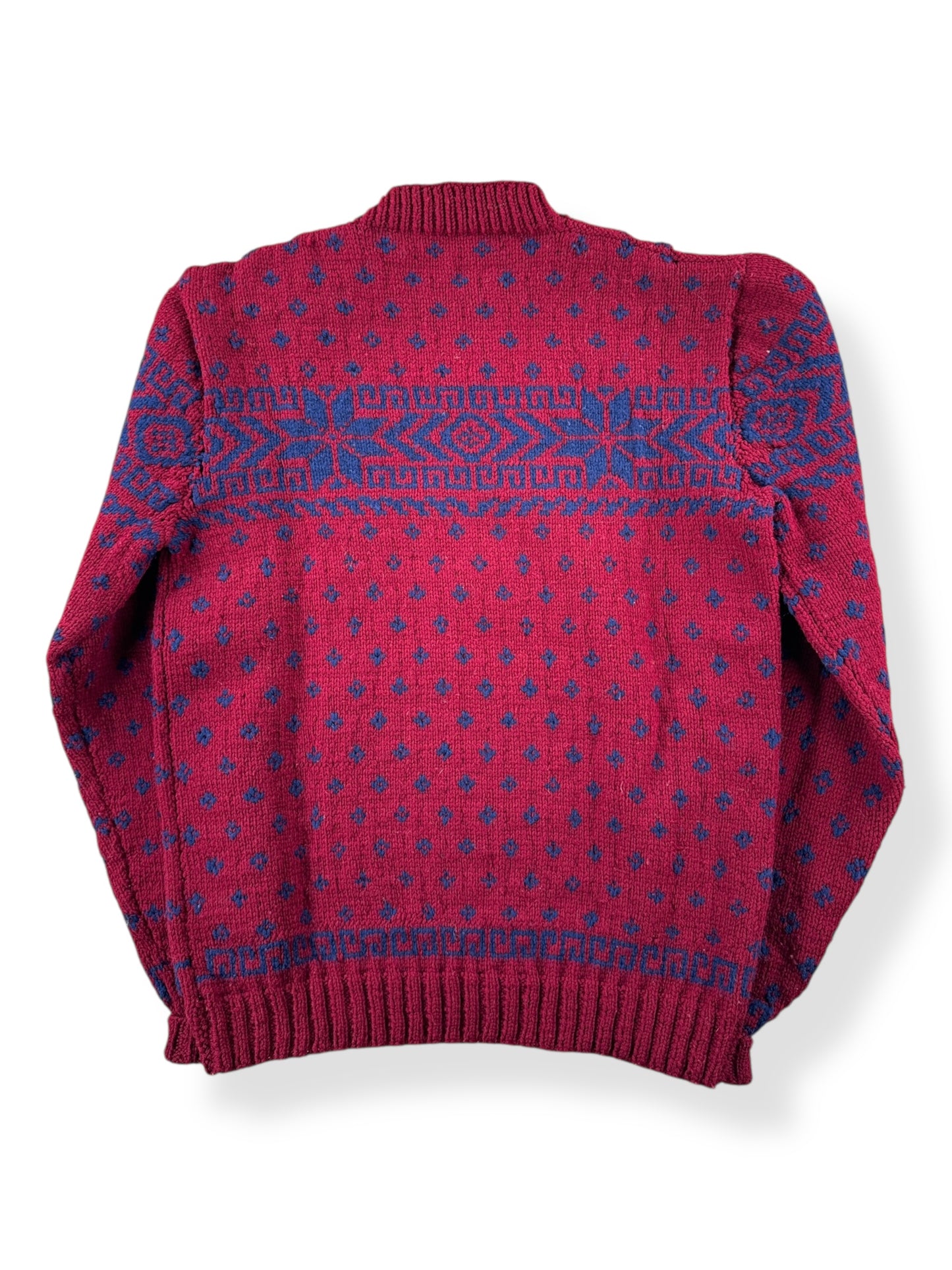 Back of Vintage Festive Knit Wool Sweater SZ M