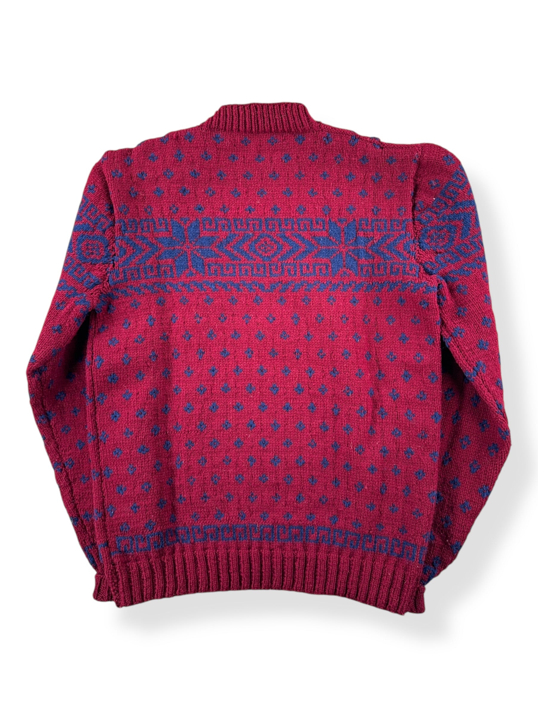 Back of Vintage Festive Knit Wool Sweater SZ M