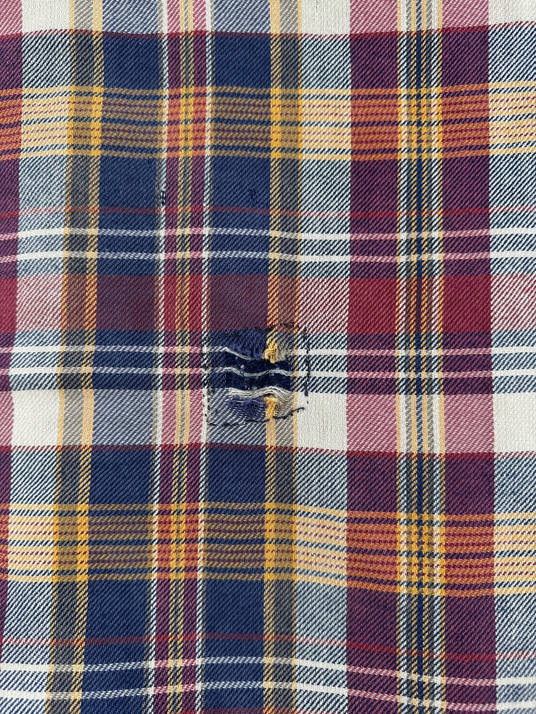 Repair on back of Vintage Thrashed 80's JC Penney Flannel SZ M