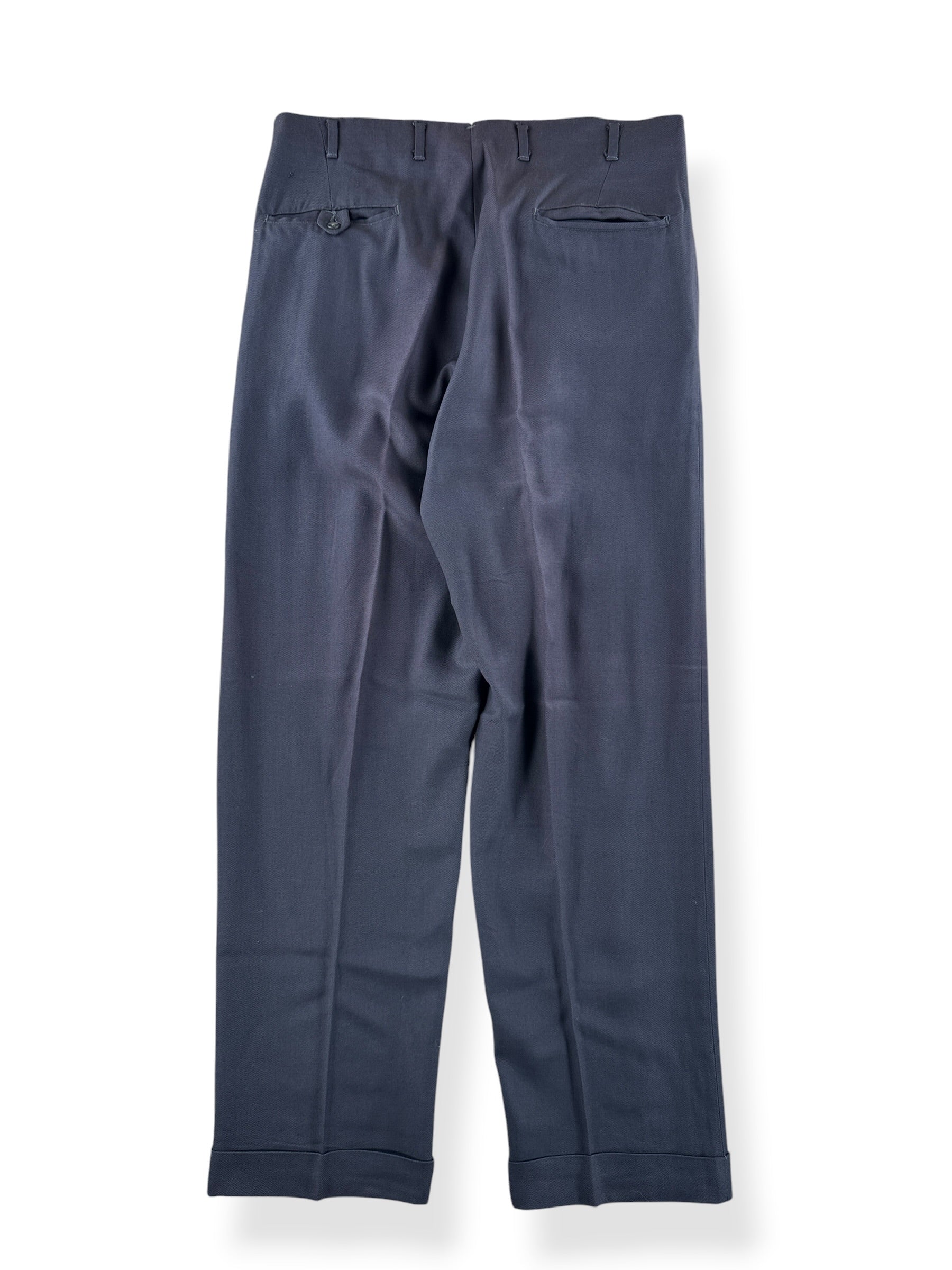 Back of Vintage Grey Rayon Drop Loop Trousers W34