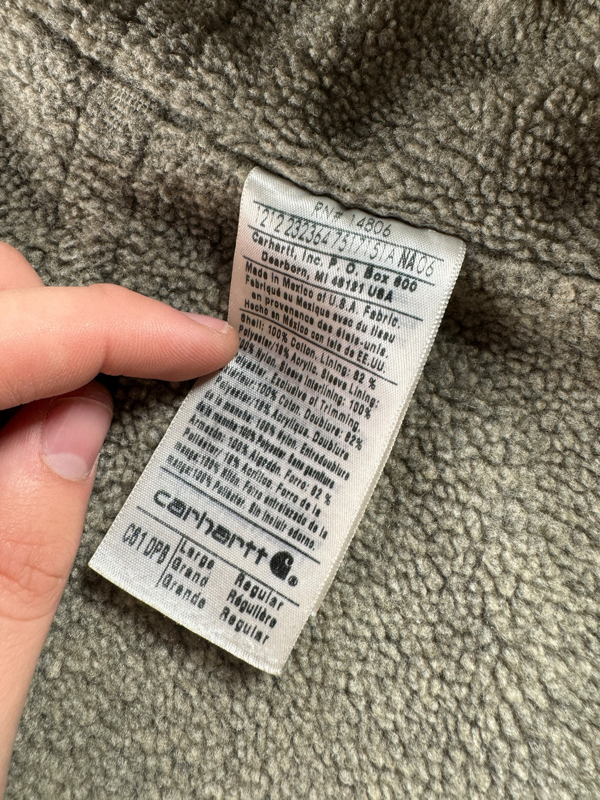 Inner tag on Vintage Faded Blue Carhartt Arctic Jacket SZ L