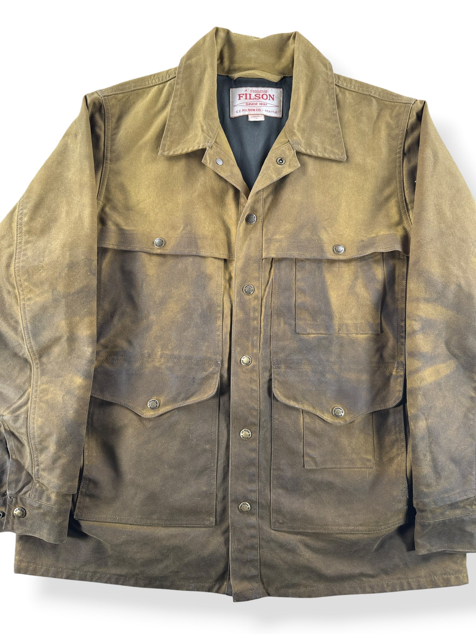 Front Close Up of Filson Lined Tin Cloth Cruiser SZ L