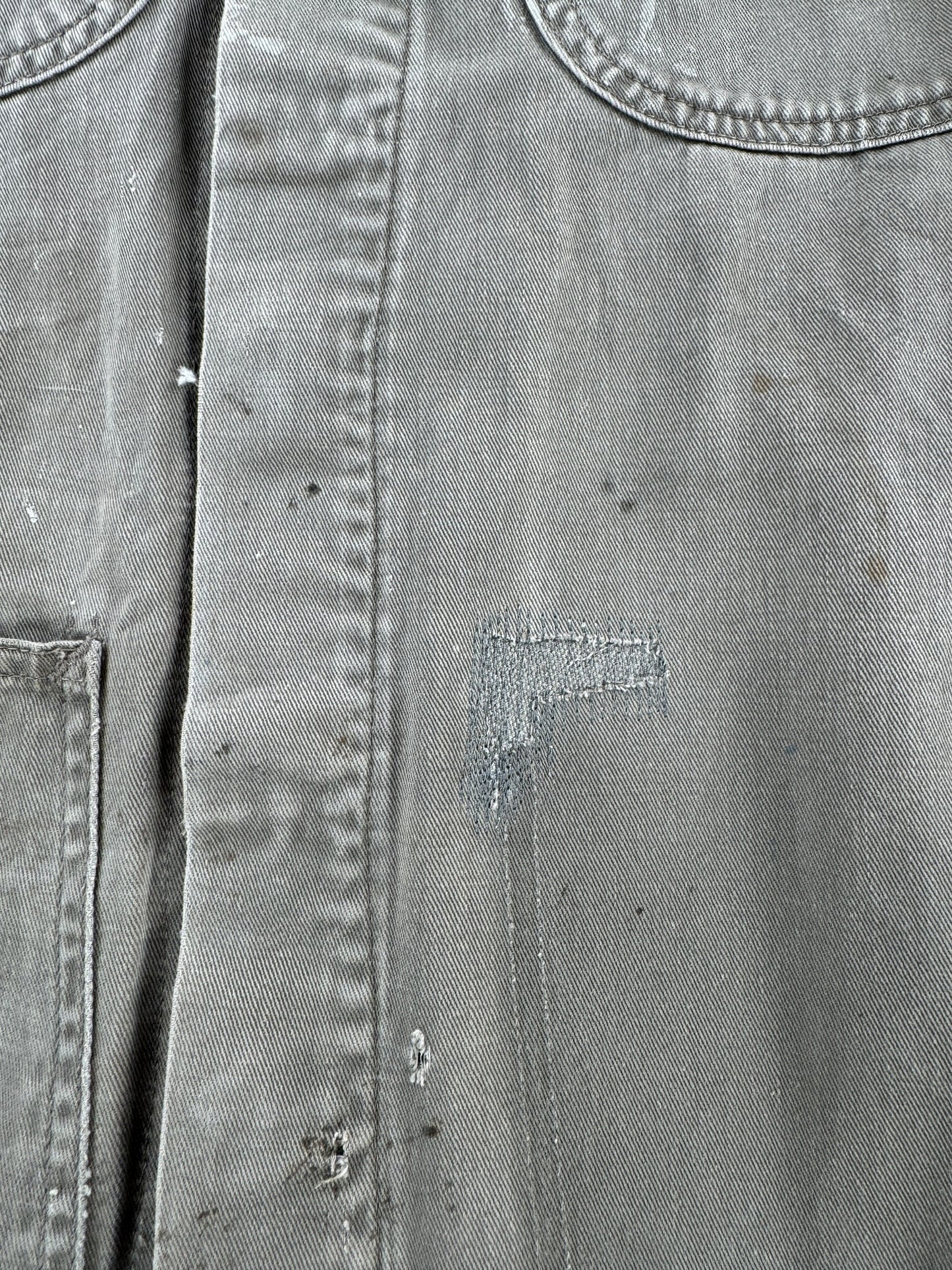 Repair on Vintage Unitog Grey Repaired Shop Coat SZ M