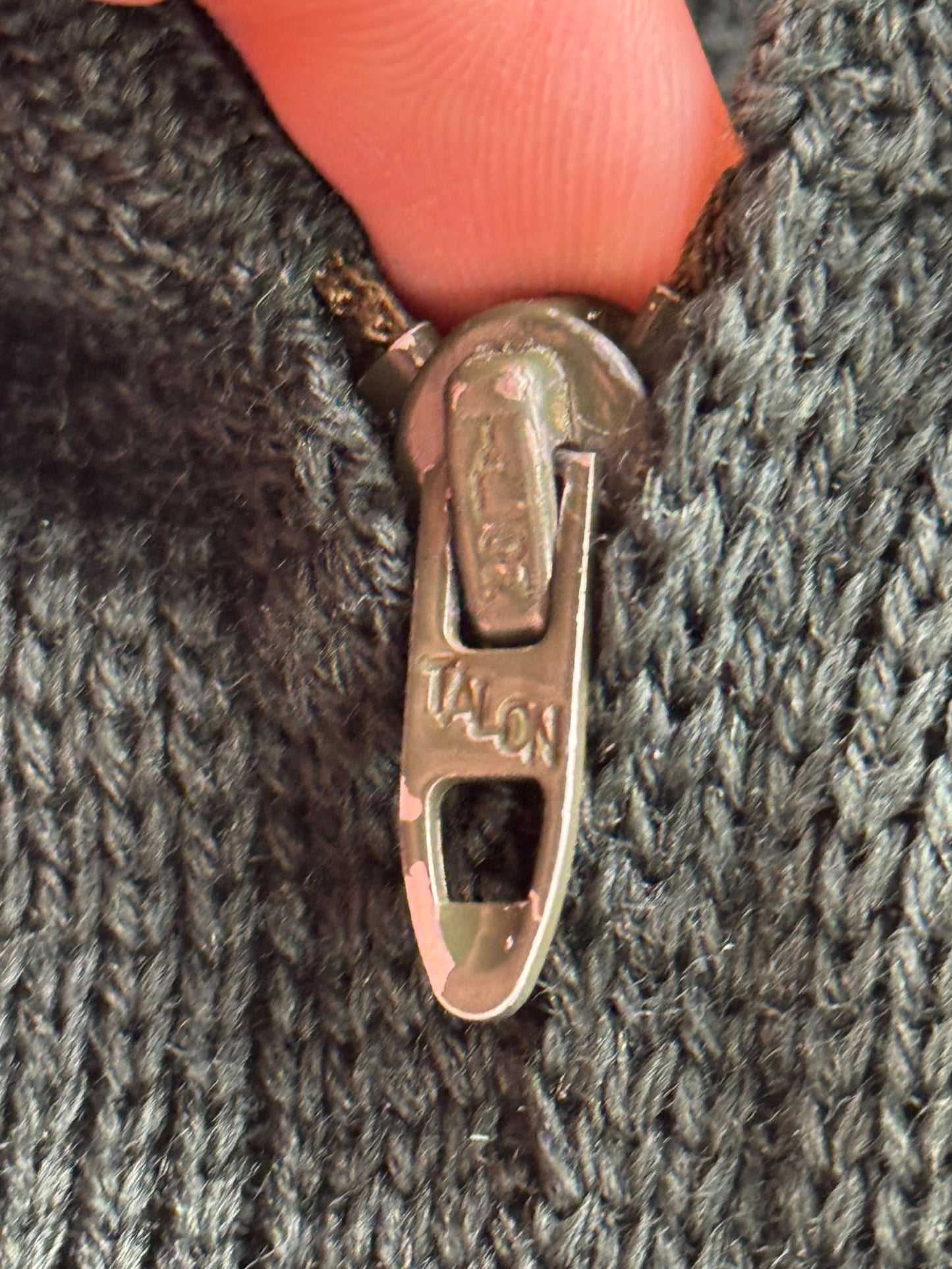 Zipper on Vintage 80s Era Eddie Bauer Wool Sweater SZ L - AS IS