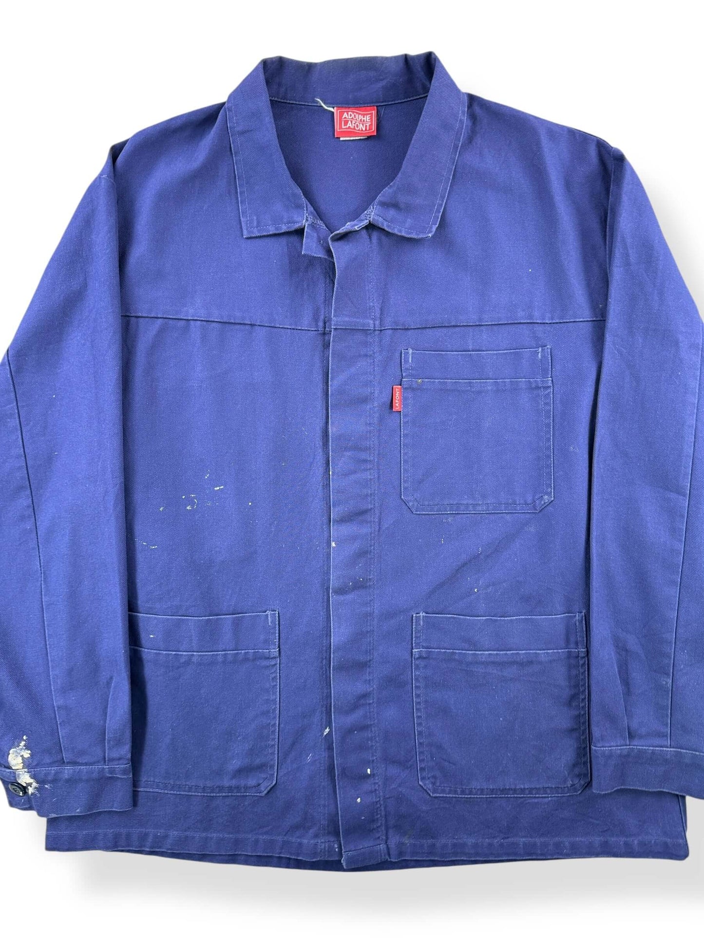 Front Close Up of Vintage Adolphe Lafont French Chore Coat SZ XL