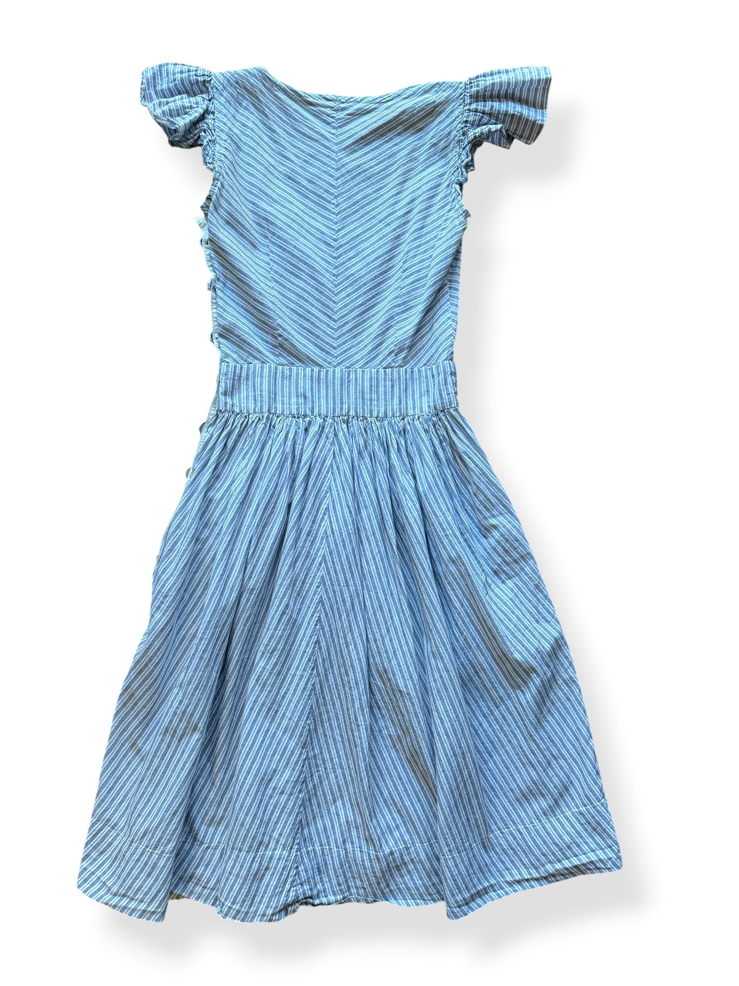 Back of Vintage Striped Flutter Sleeve Dress SZ S - AS IS