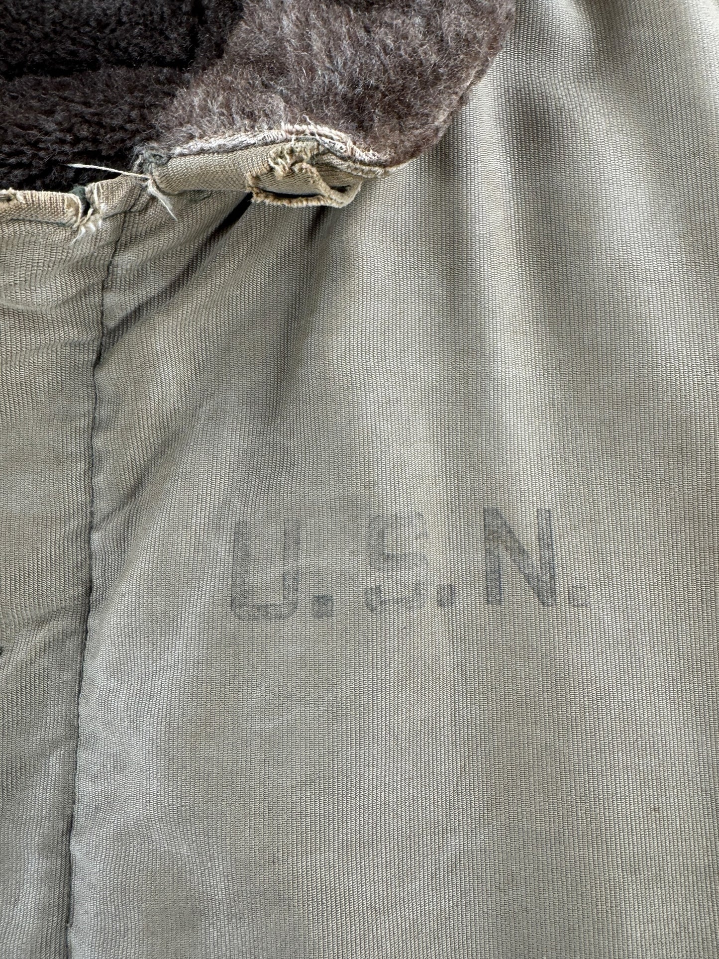Stencil on Vintage WWII Era Stenciled N-1 Deck Jacket SZ 42