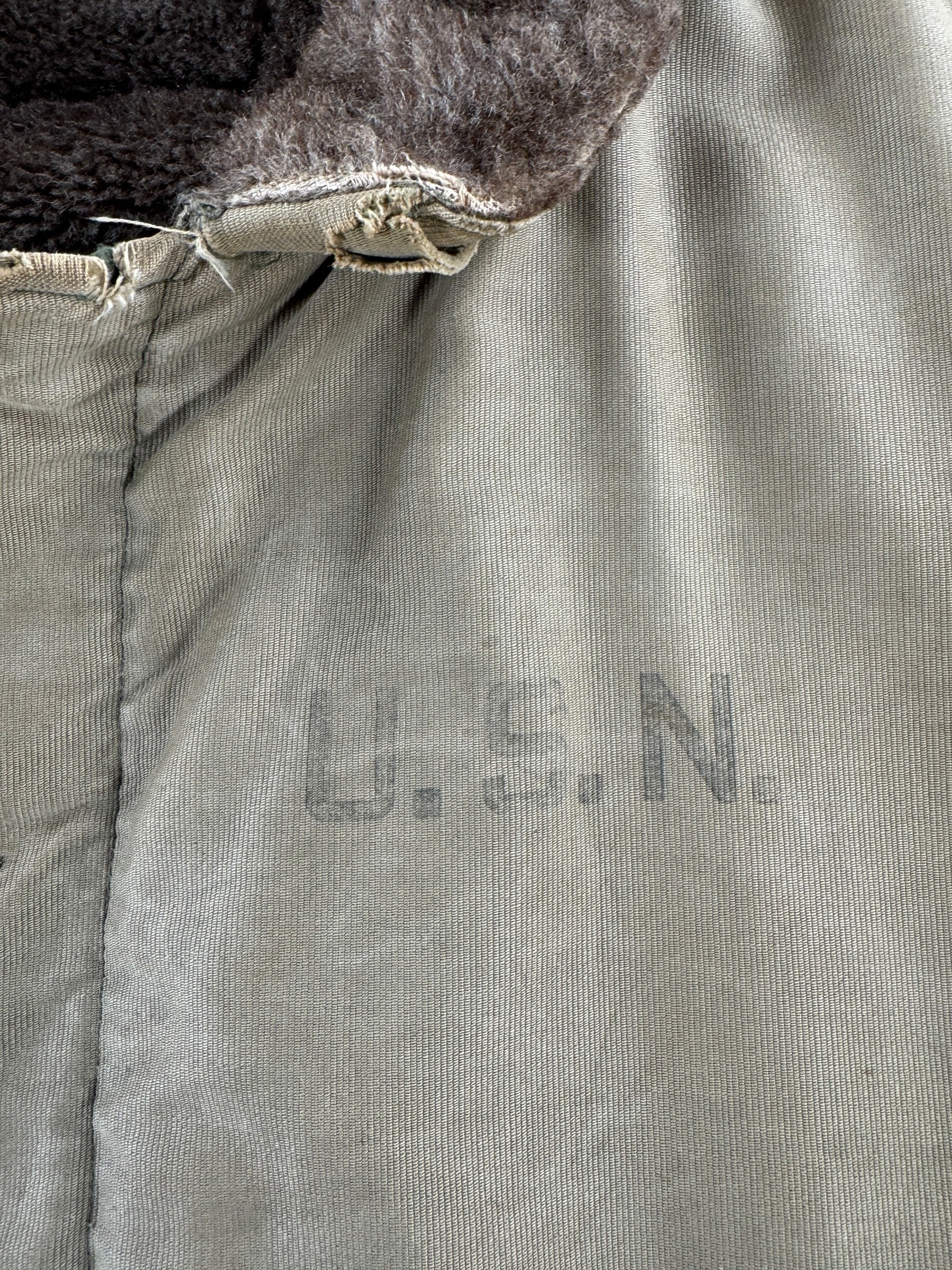 Stencil on Vintage WWII Era Stenciled N-1 Deck Jacket SZ 42