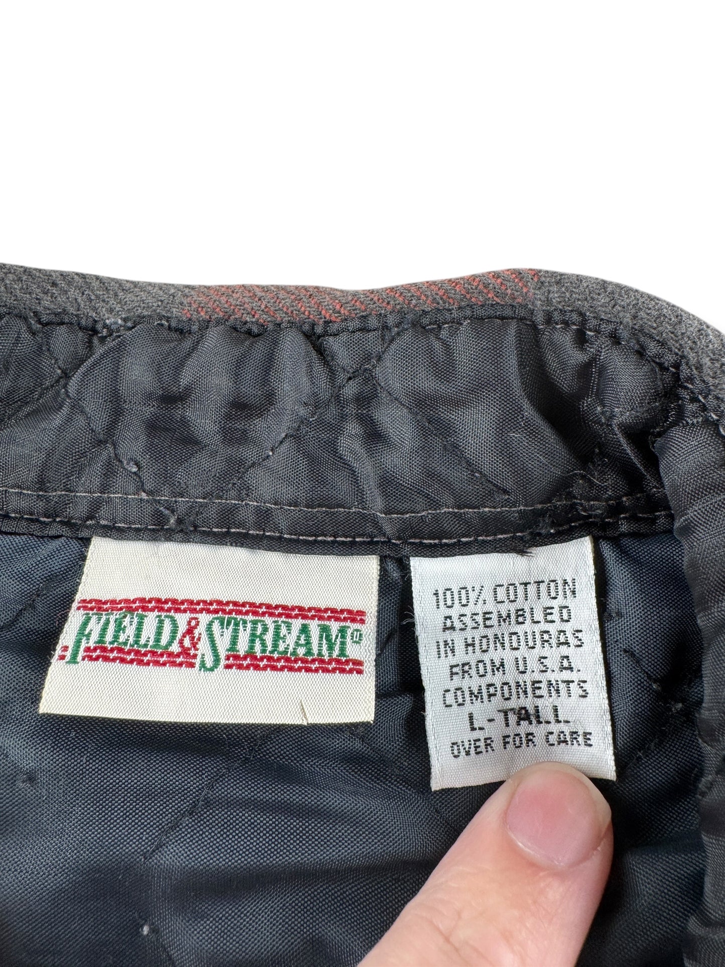 Tag on Vintage 80’s Field & Stream Cotton Flannel SZ L
