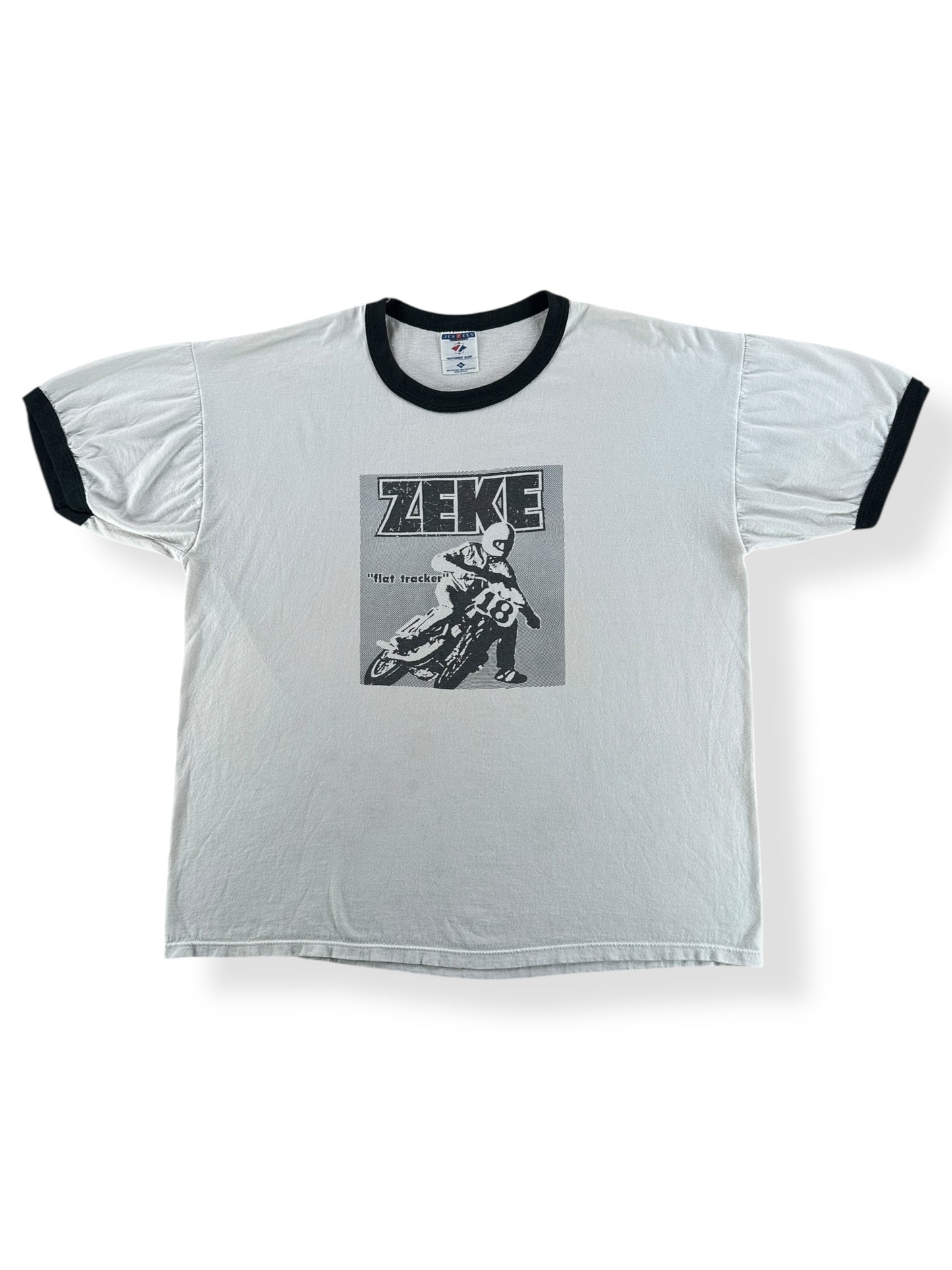 Front of Vintage Zeke "Flat Tracker" Ringer Tee SZ XL