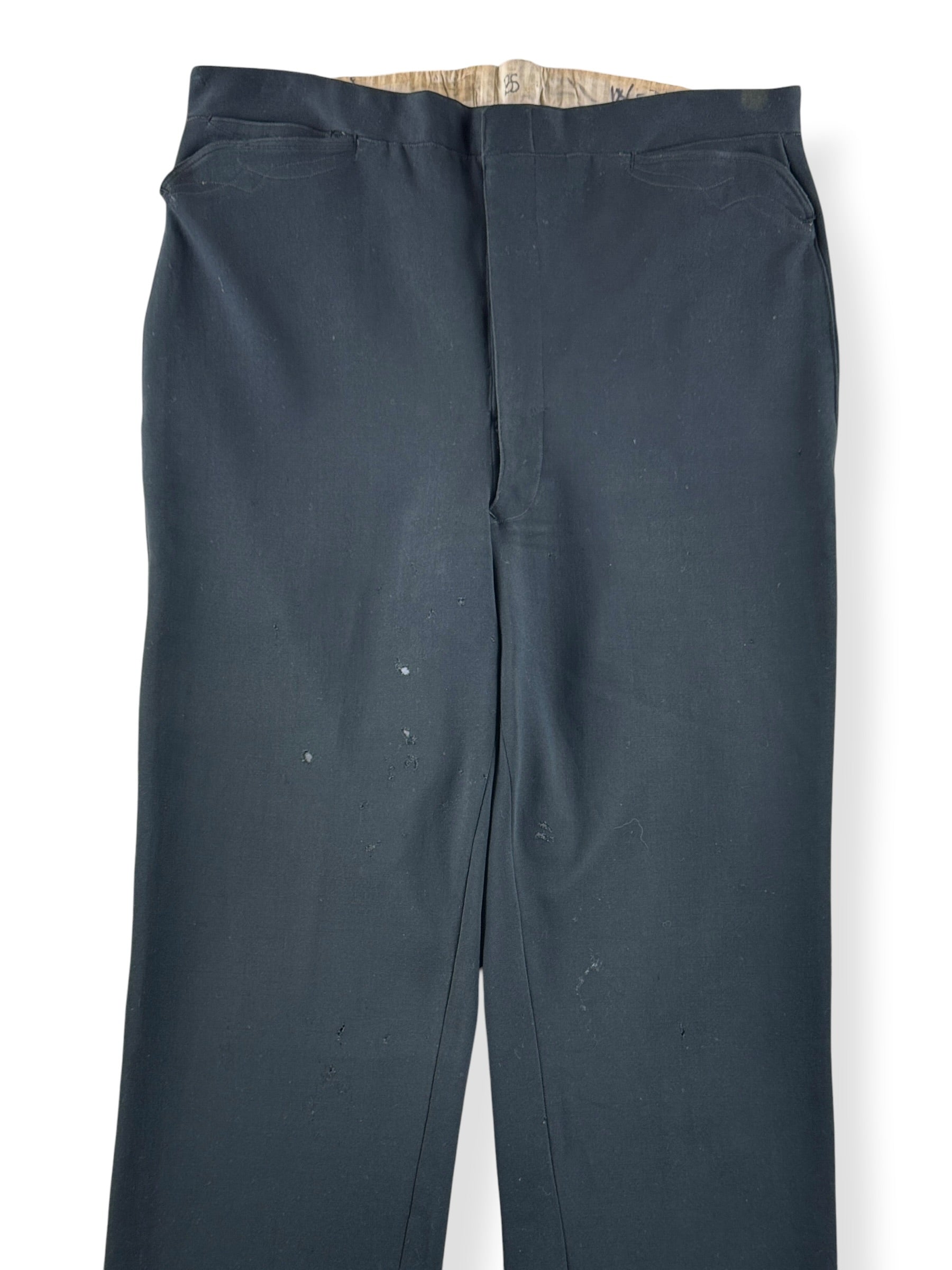 Front Close Up of Vintage Early 20th Century Buckle Back Trousers W35