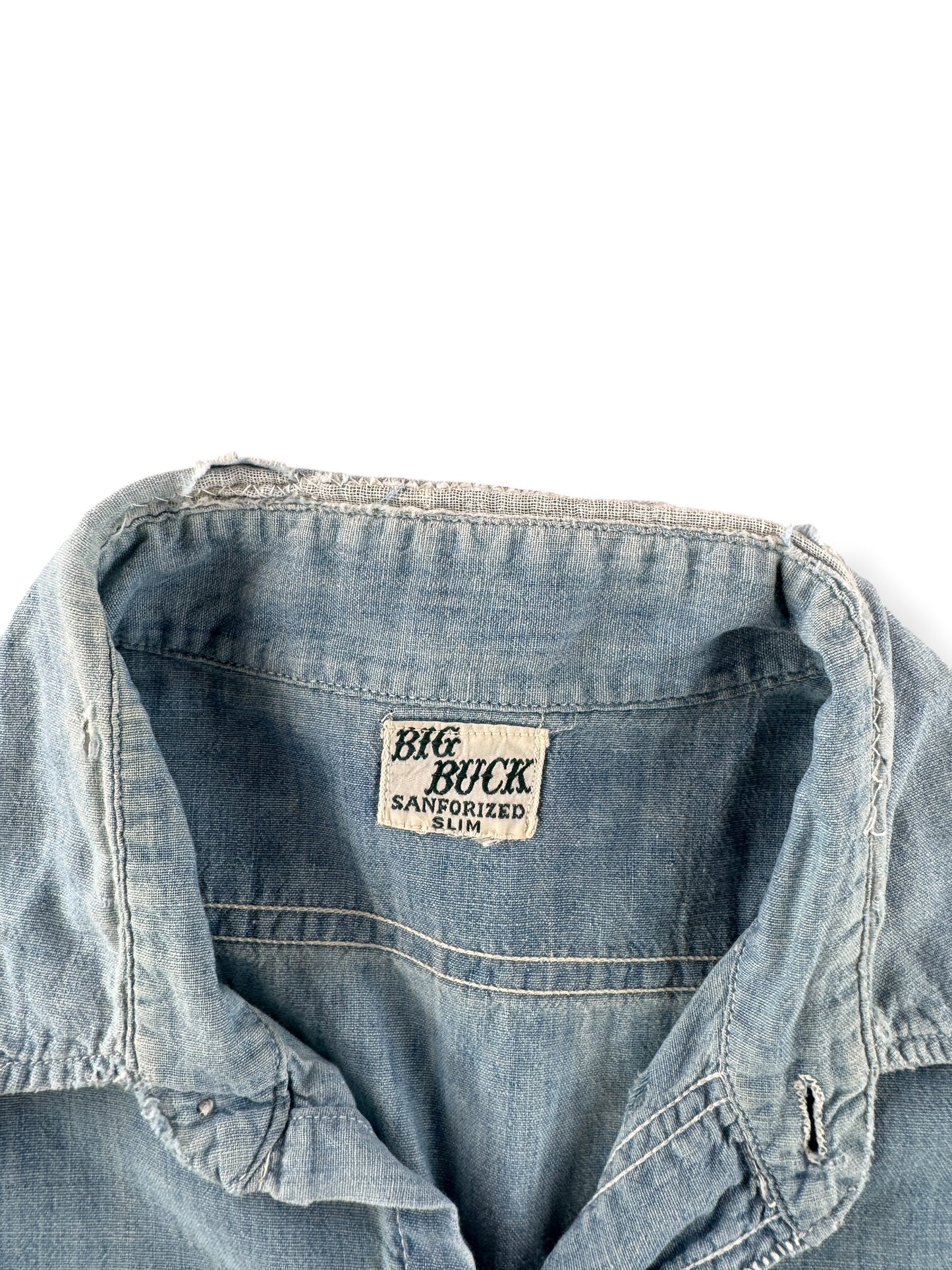 Collar on Vintage Big Buck Chambray Work Shirt SZ M