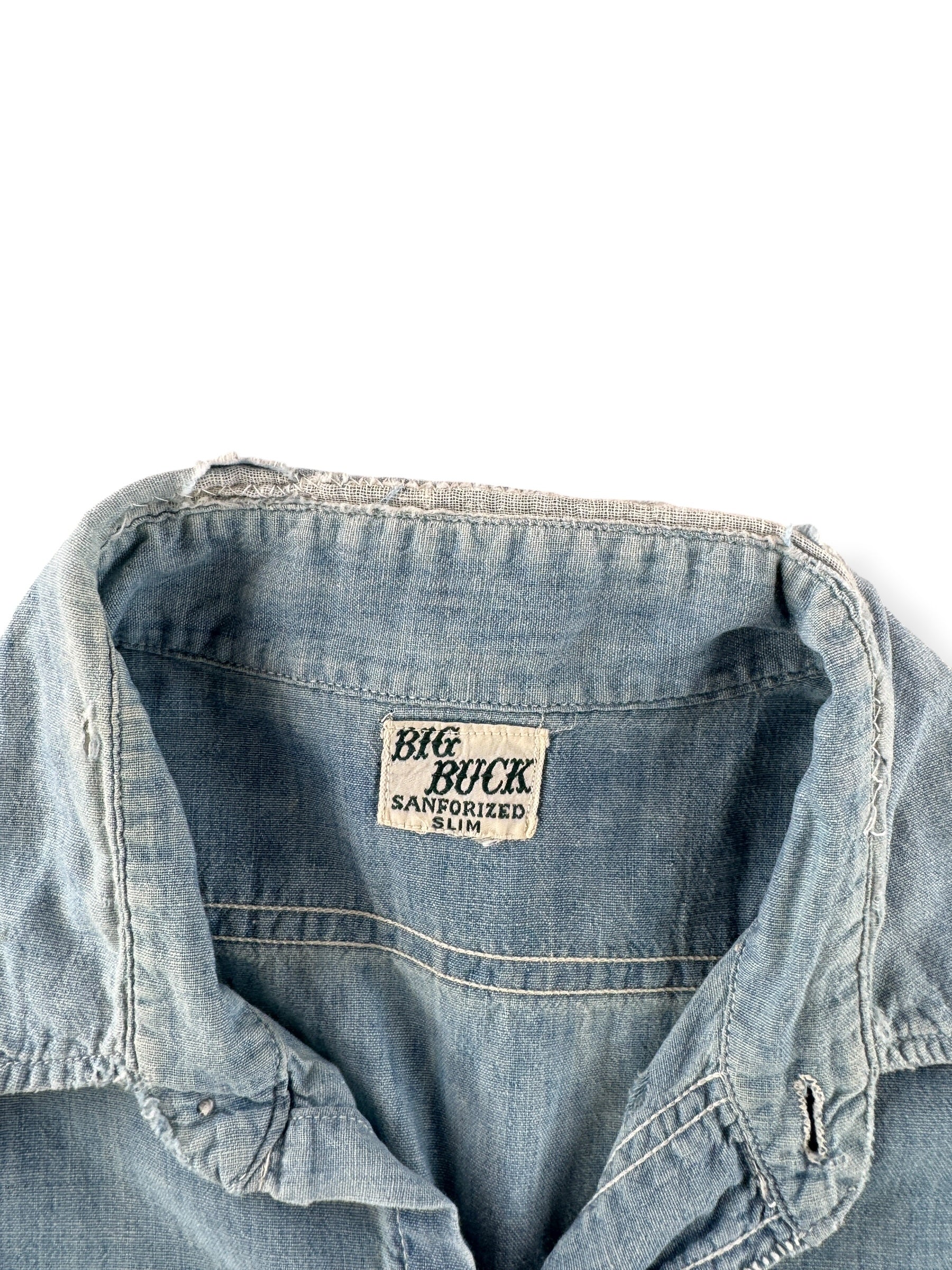 Collar on Vintage Big Buck Chambray Work Shirt SZ M