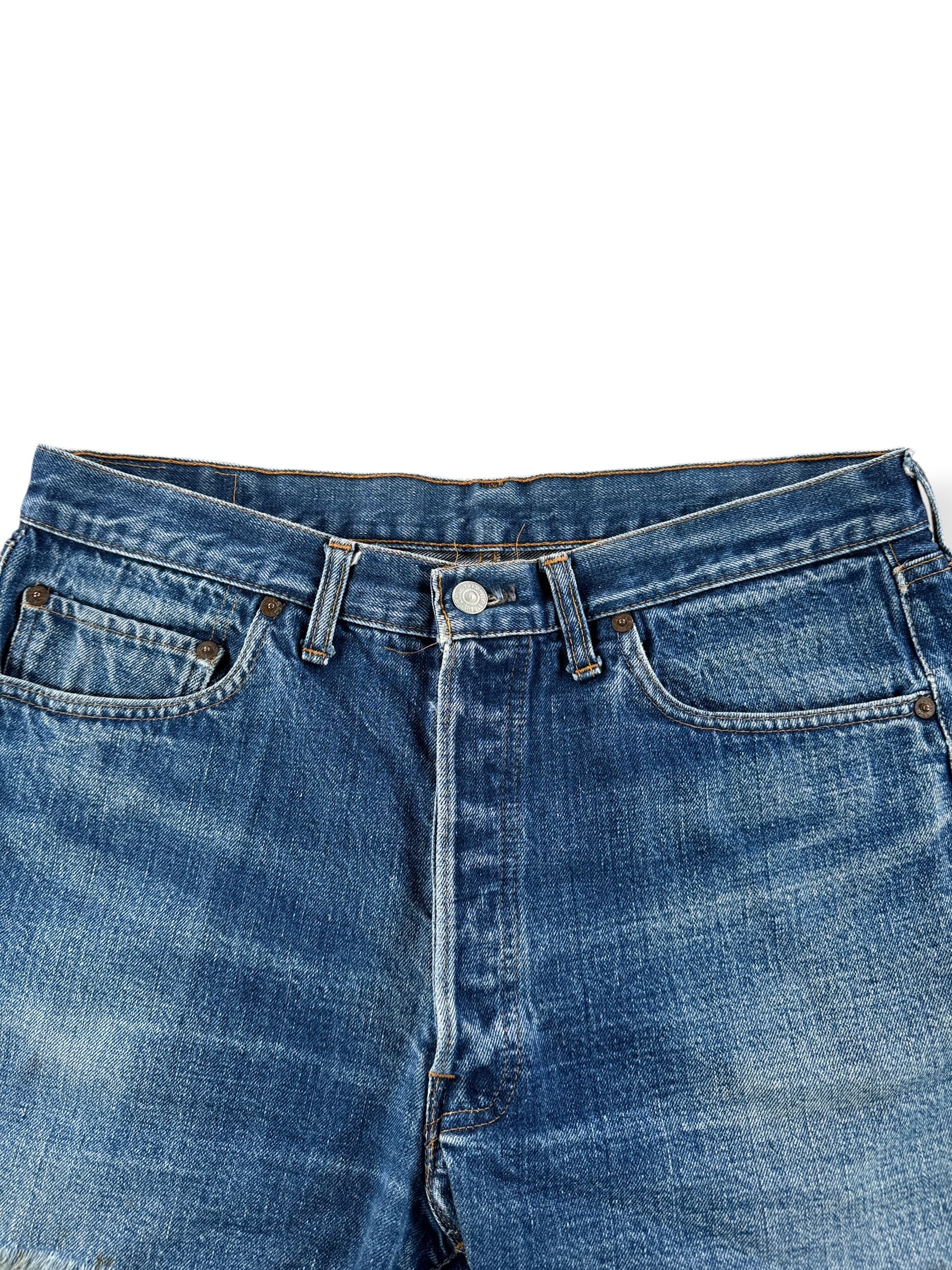 Front Close Up of Vintage Big E Levis Cut Offs W36" (Fits W33")
