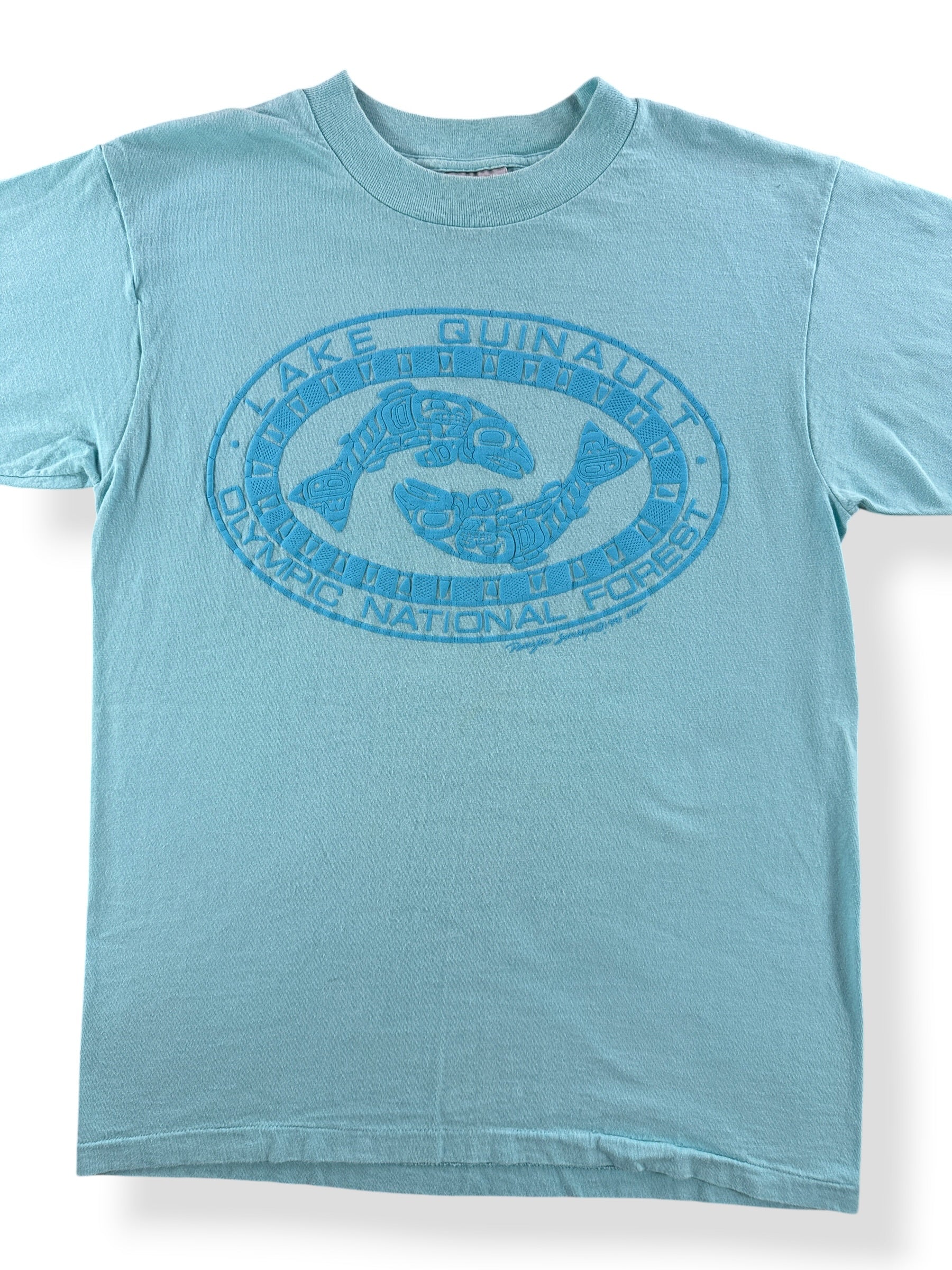 Front Close Up of Vintage Lake Quinault Tee SZ L
