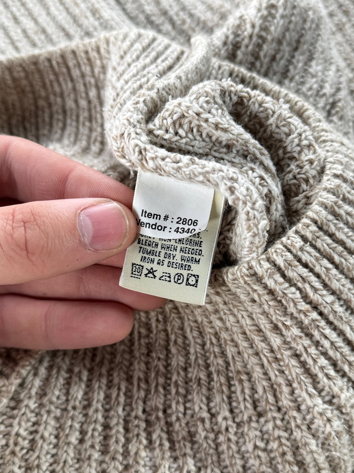 Inner tags on Vintage Eddie Bauer Henley Style Sweater SZ S (Fits XL)