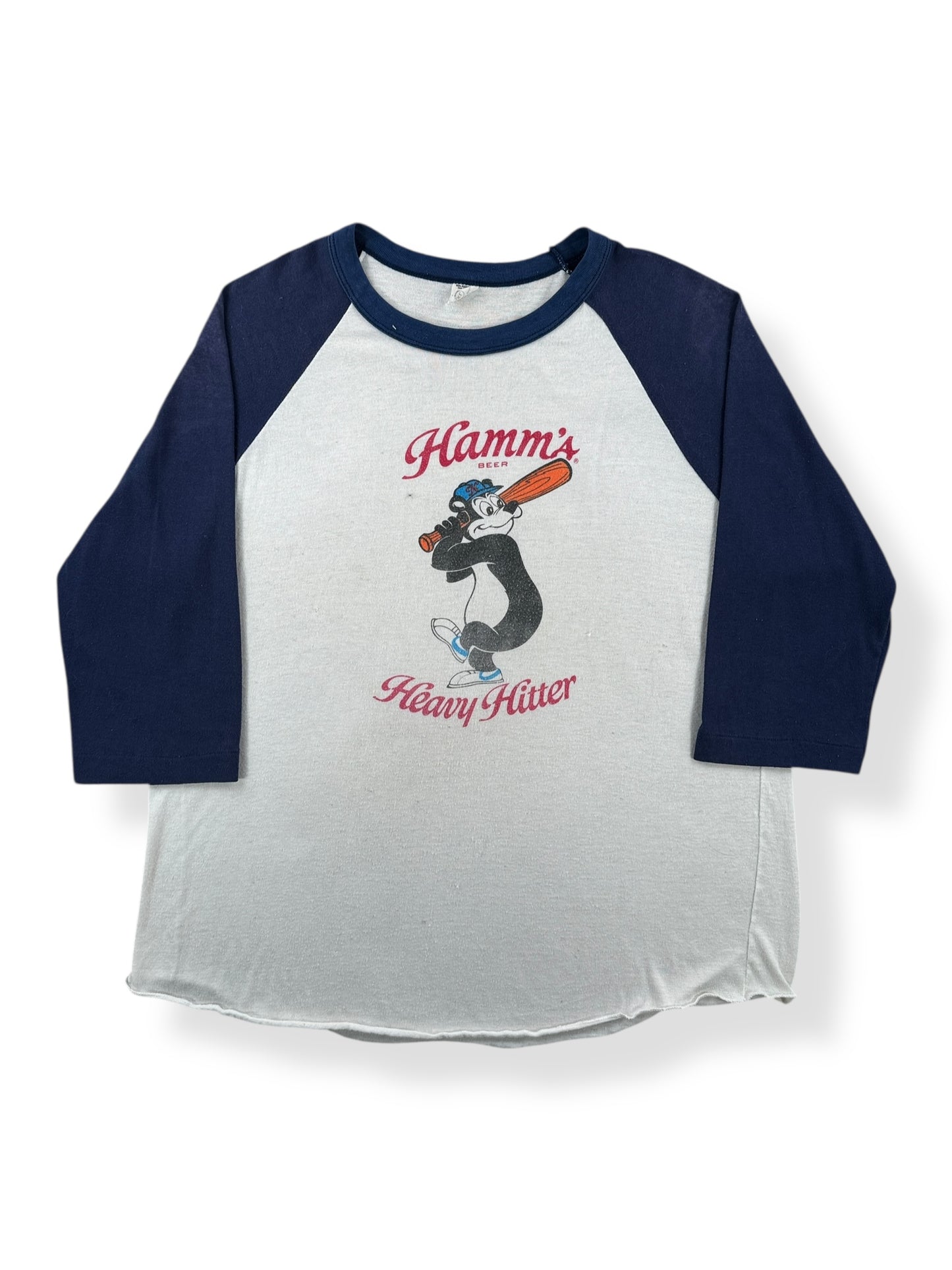 Front of Vintage Hamm's Heavy Hitter Raglan Tee SZ XL