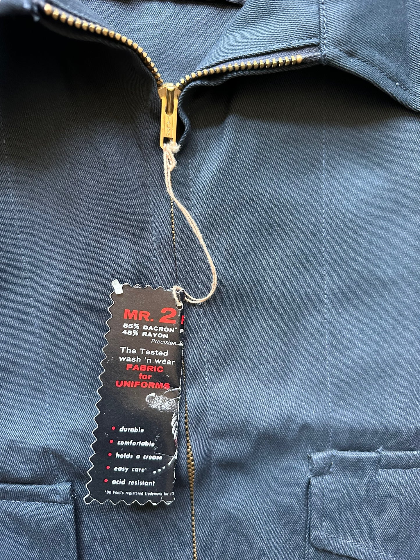 Flasher Tag on Vintage NOS Mr 2-Ply Slate Grey Gas Station Jacket SZ 58 | Vintage Workwear Jacket Seattle | Seattle Vintage Clothing